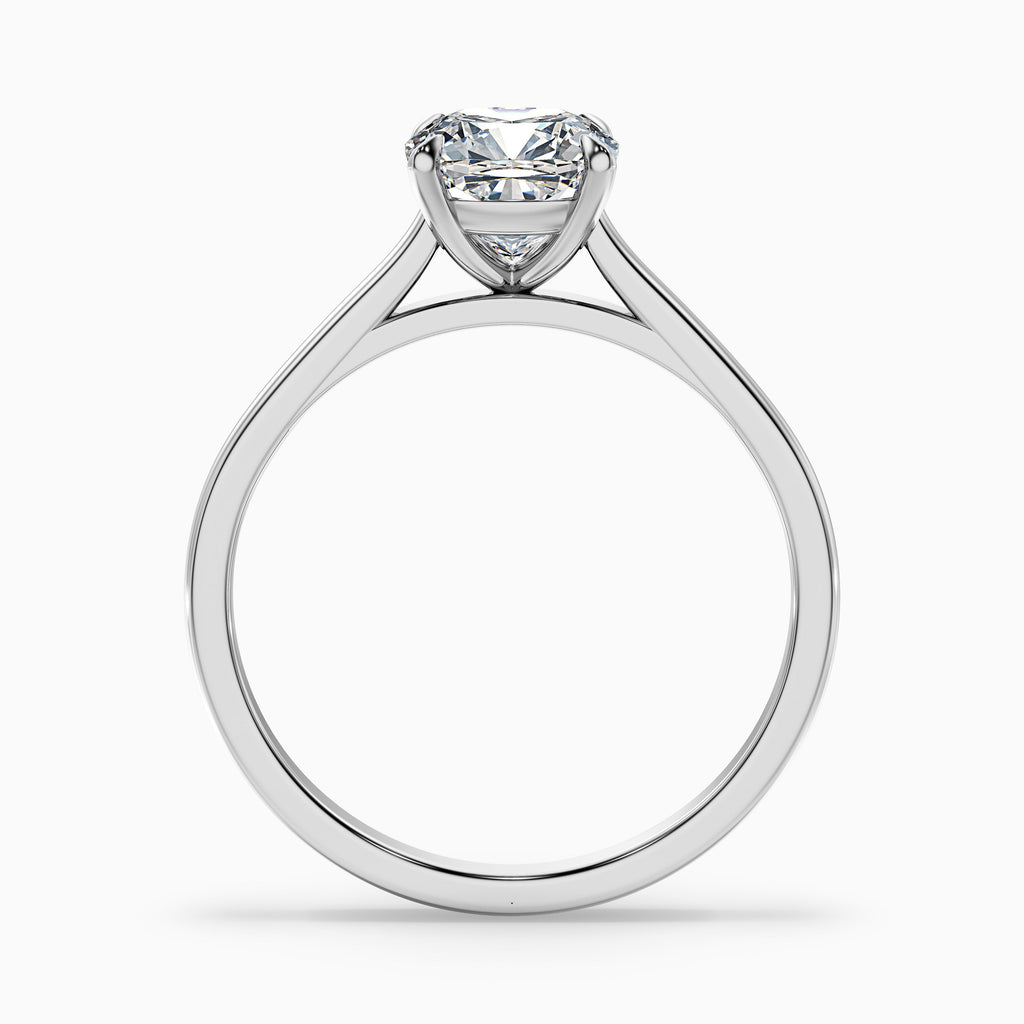 Aisha 2 Carat Cushion Cut Solitaire Moissanite Diamond Ring in 18k White Gold