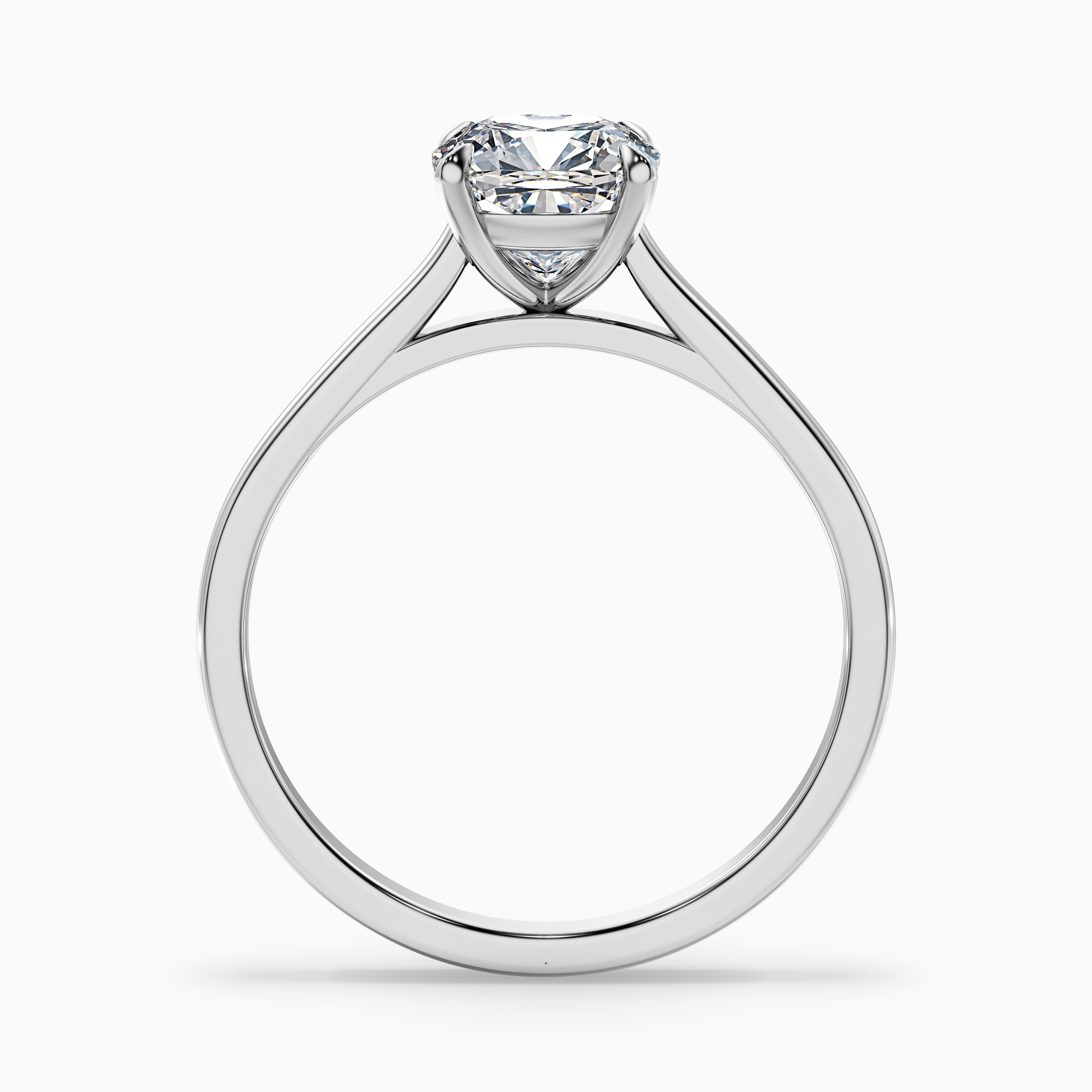 Aisha 4 Carat Cushion Cut Solitaire Moissanite Diamond Ring in 14k White Gold