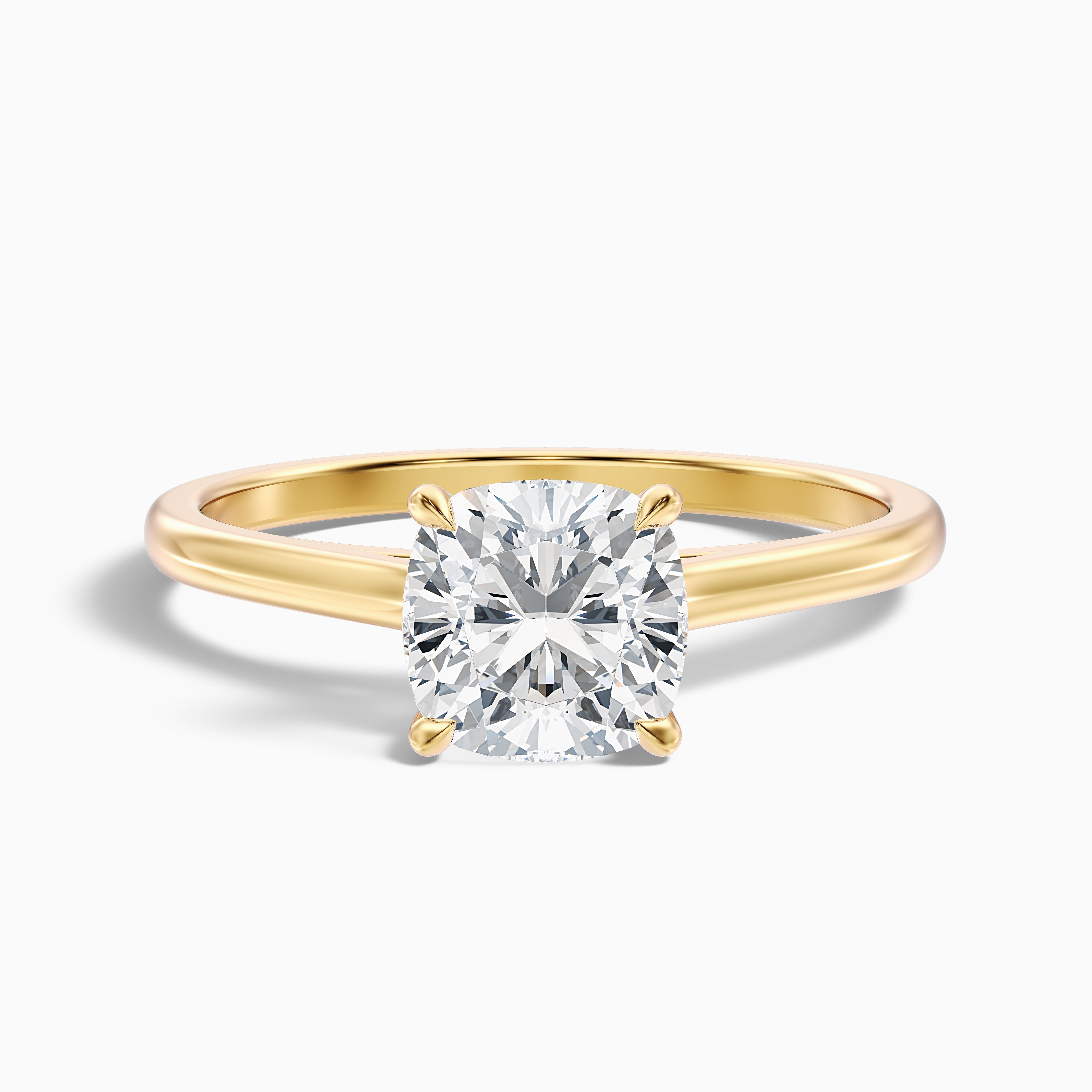 Aisha 1 Carat Cushion Cut Solitaire Moissanite Diamond Ring in 10k White Gold