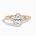 Adley 4.5 Carat Oval Halo Pave Moissanite Diamond Ring in 14k Rose Gold