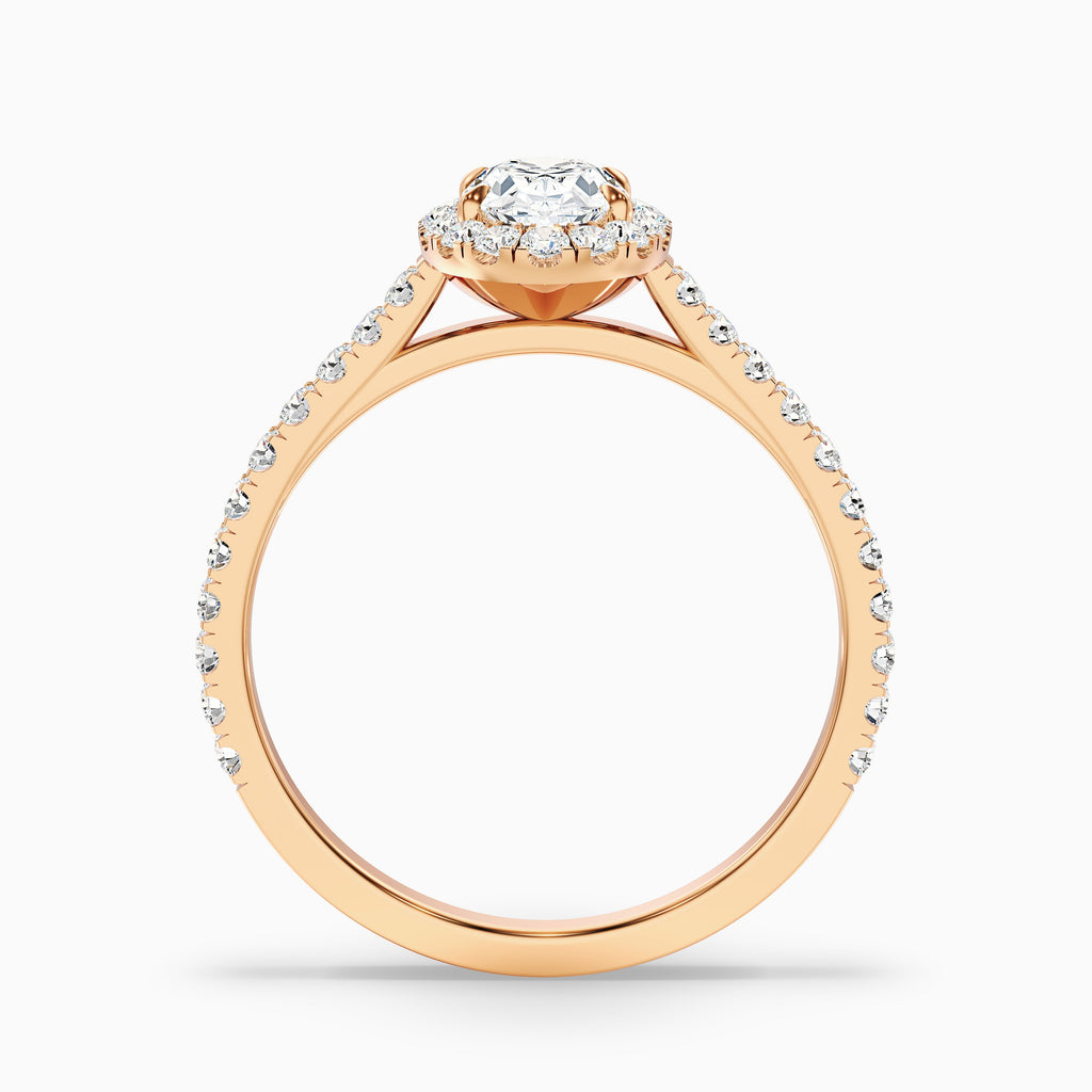 Adley 3 Carat Oval Halo Pave Moissanite Diamond Ring in 10k White Gold