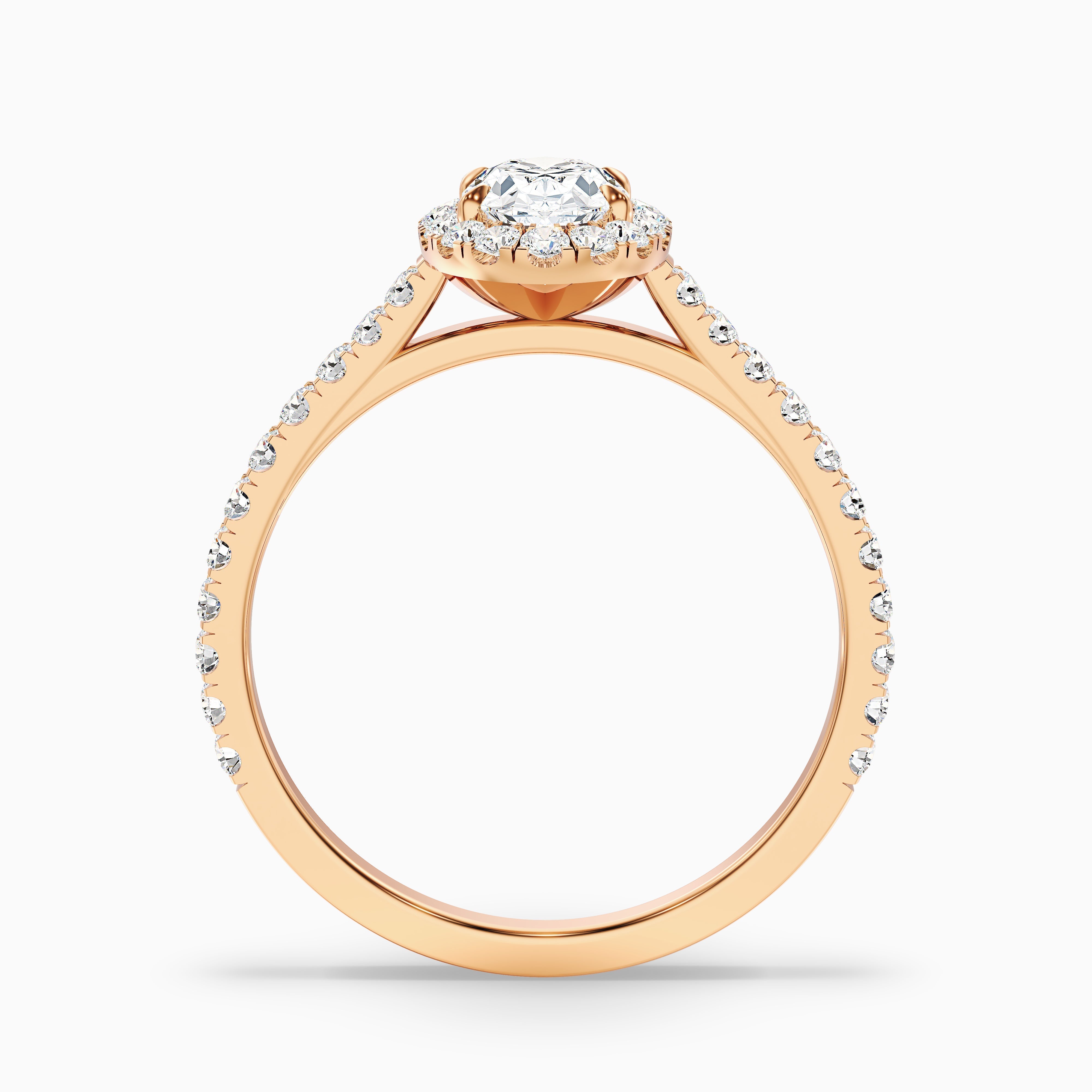 Adley 5 Carat Oval Halo Pave Moissanite Diamond Ring in 14k Rose Gold