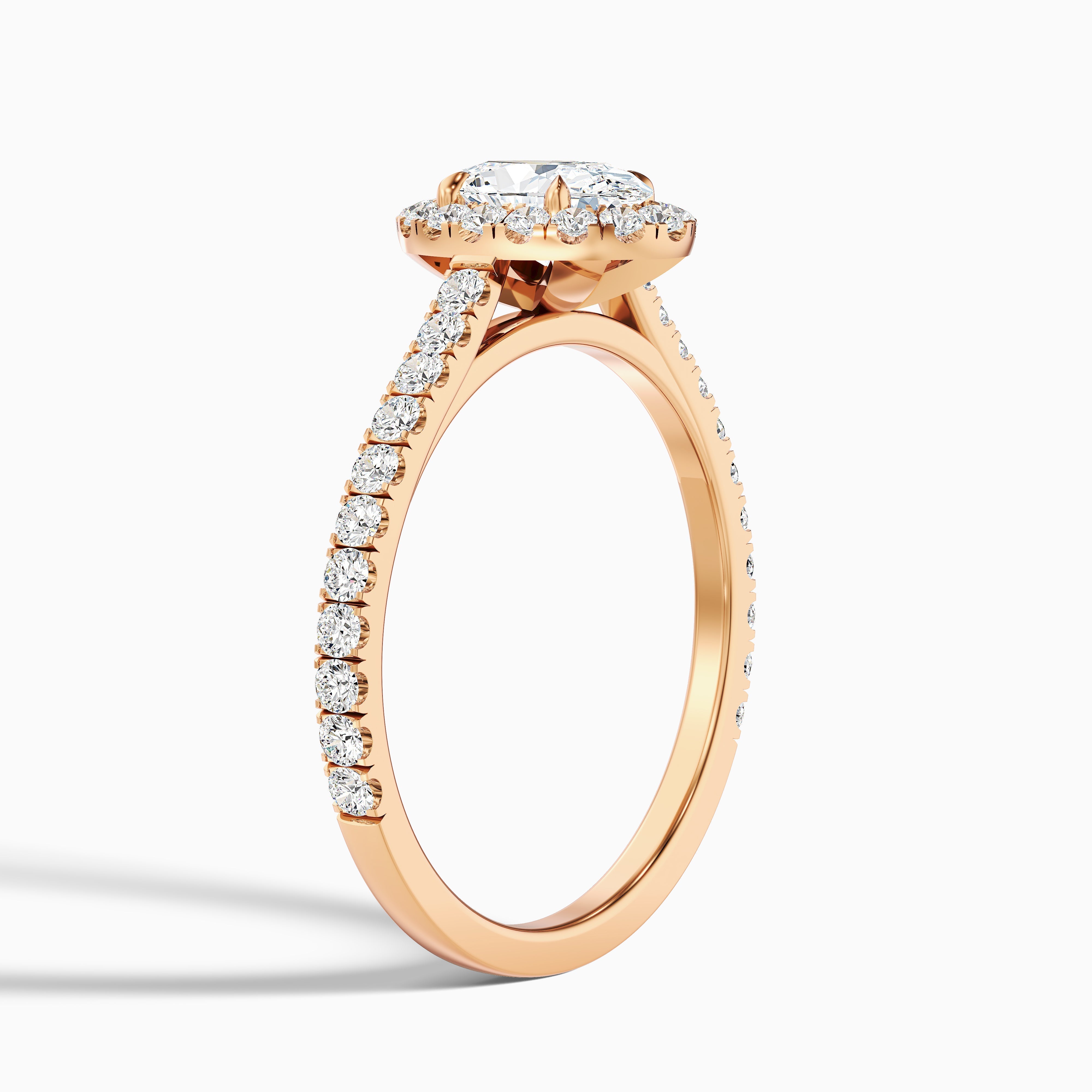 Adley 1 Carat Oval Halo Pave Moissanite Diamond Ring in Platinum