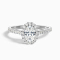 Adley 3 Carat Oval Halo Pave Moissanite Diamond Ring in 18k White Gold