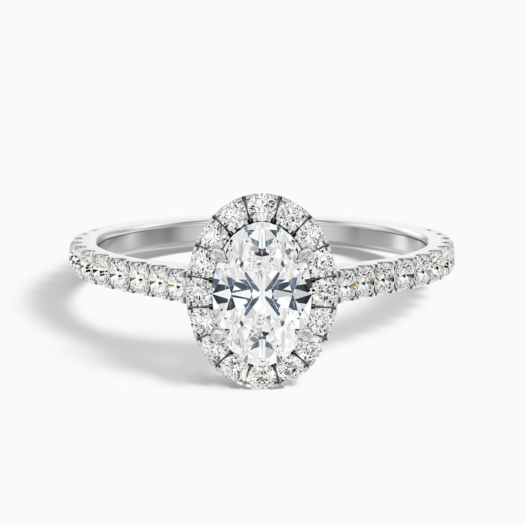 Adley 3.5 Carat Oval Halo Pave Moissanite Diamond Ring in 14k Rose Gold