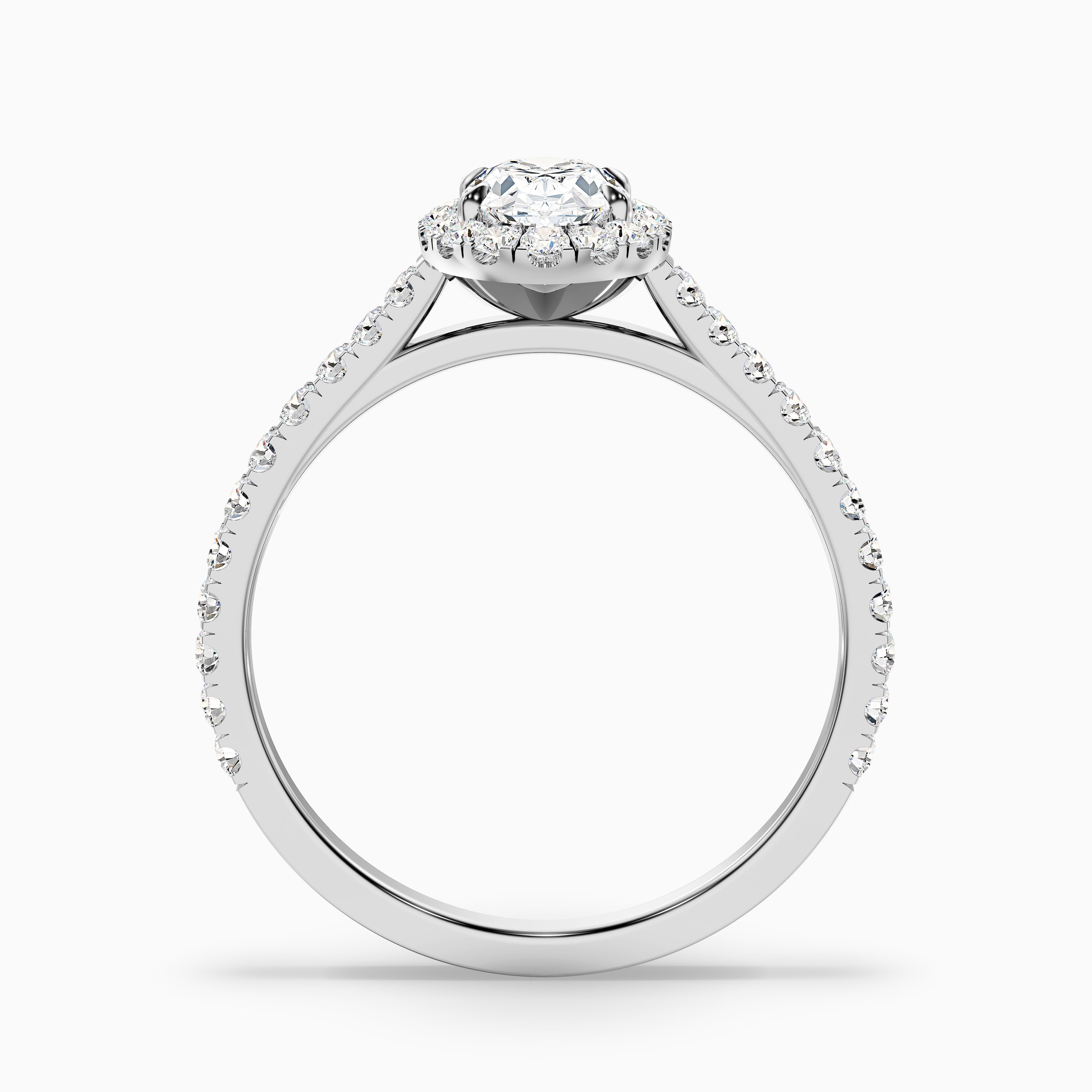 Adley 5 Carat Oval Halo Pave Moissanite Diamond Ring in 14k White Gold