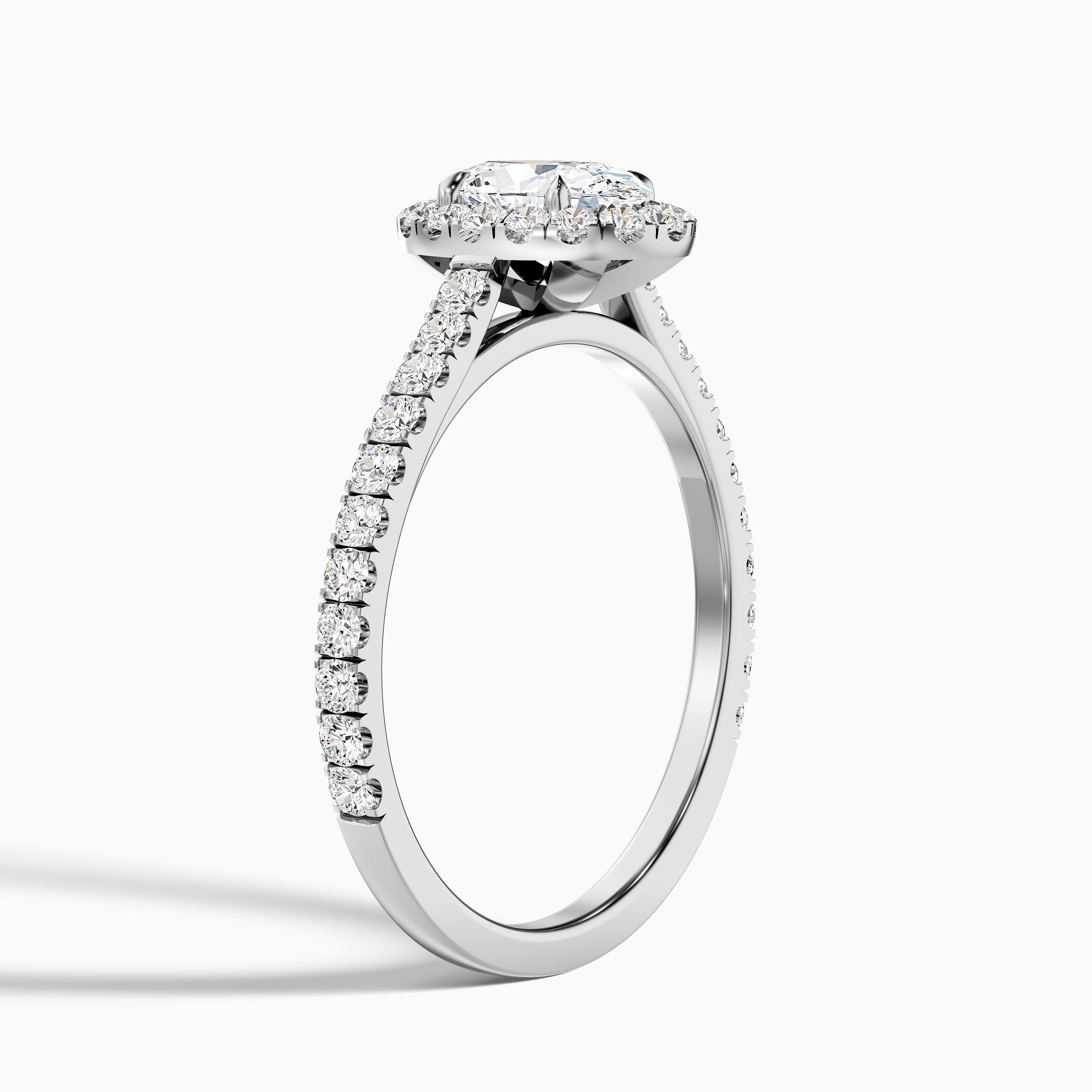 Adley 2 Carat Oval Halo Pave Moissanite Diamond Ring in Platinum