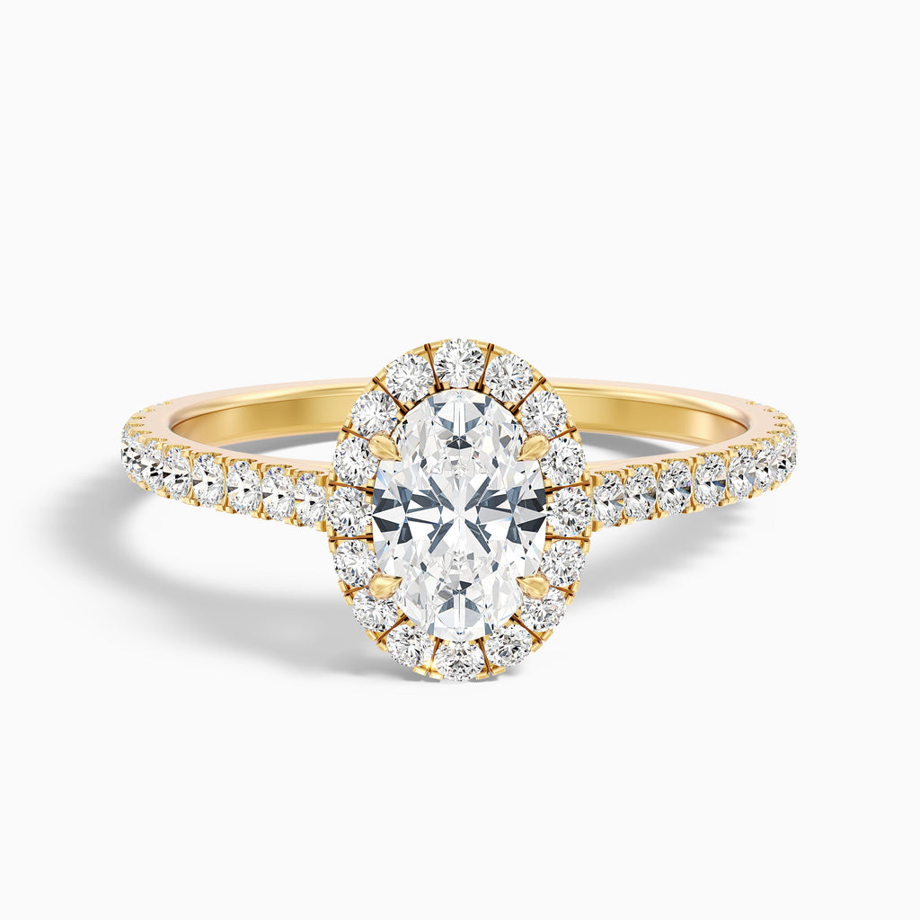 Adley 1.5 Carat Oval Halo Pave Moissanite Diamond Ring in 10k White Gold