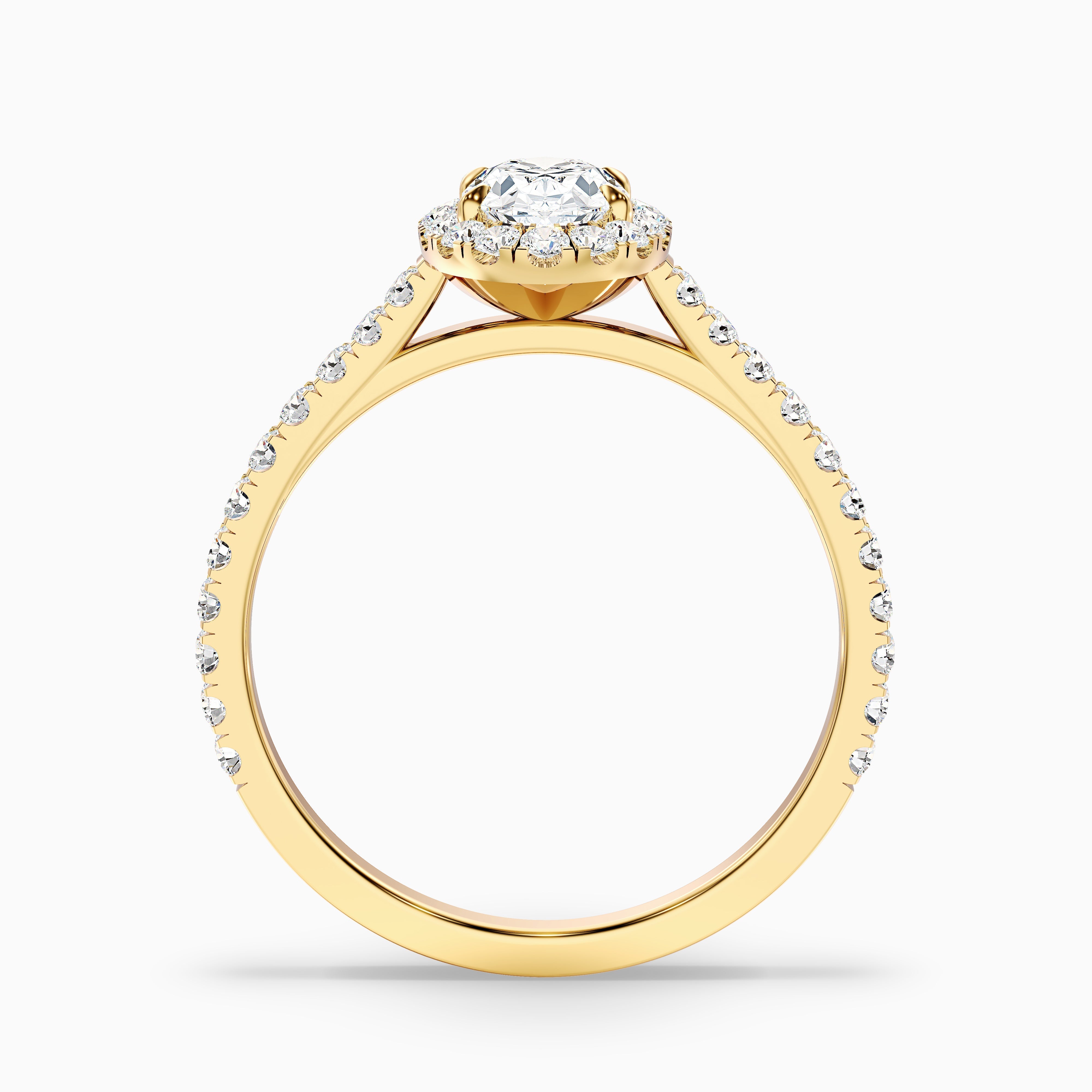 Adley 2 Carat Oval Halo Pave Moissanite Diamond Ring in 18k Yellow Gold