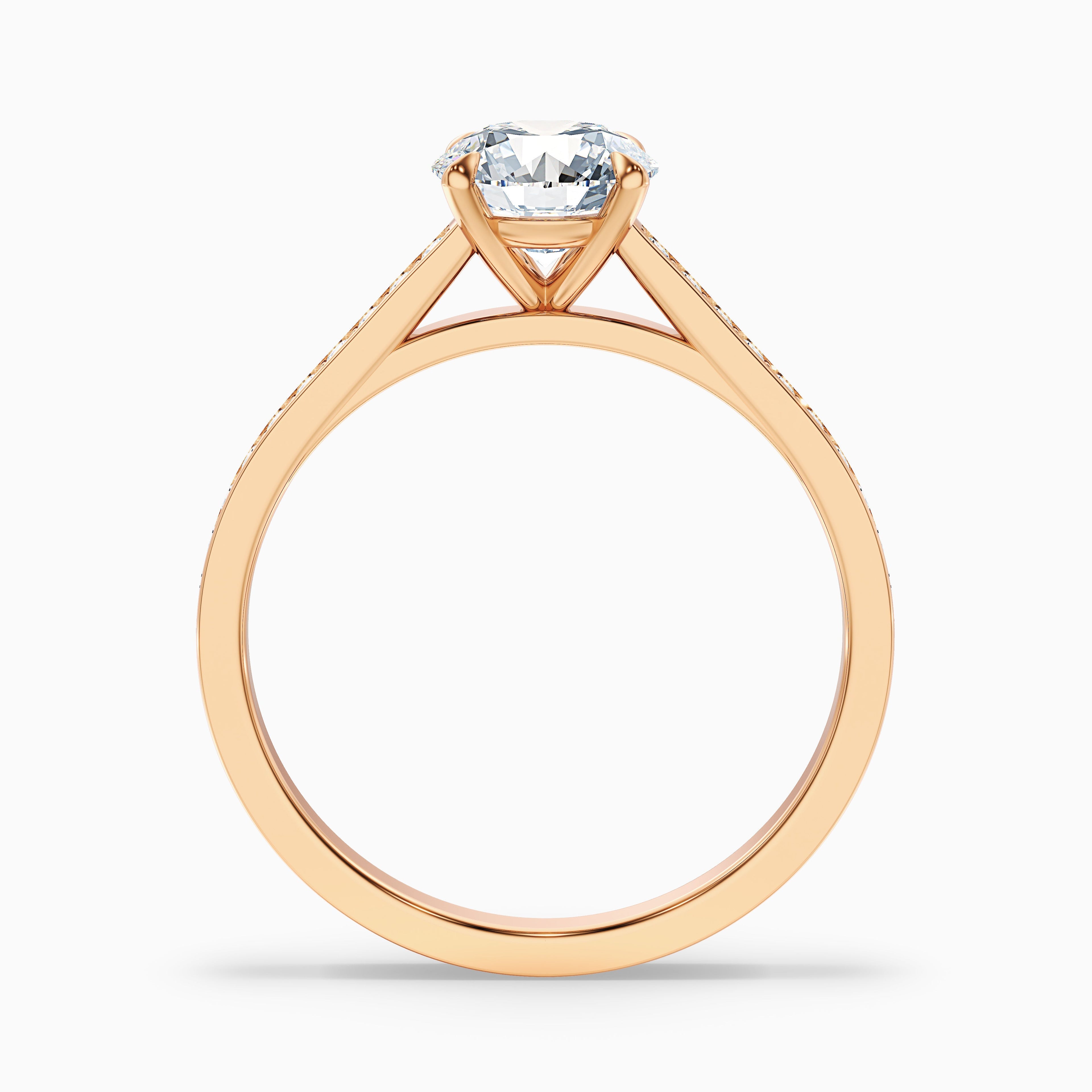 Lisa 1 Carat Round Cut Side Stone Pave Moissanite Diamond Ring in 14k White Gold