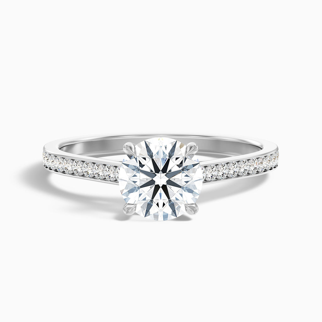 Lisa 5.5 Carat Round Cut Side Stone Pave Moissanite Diamond Ring in 14k Yellow Gold