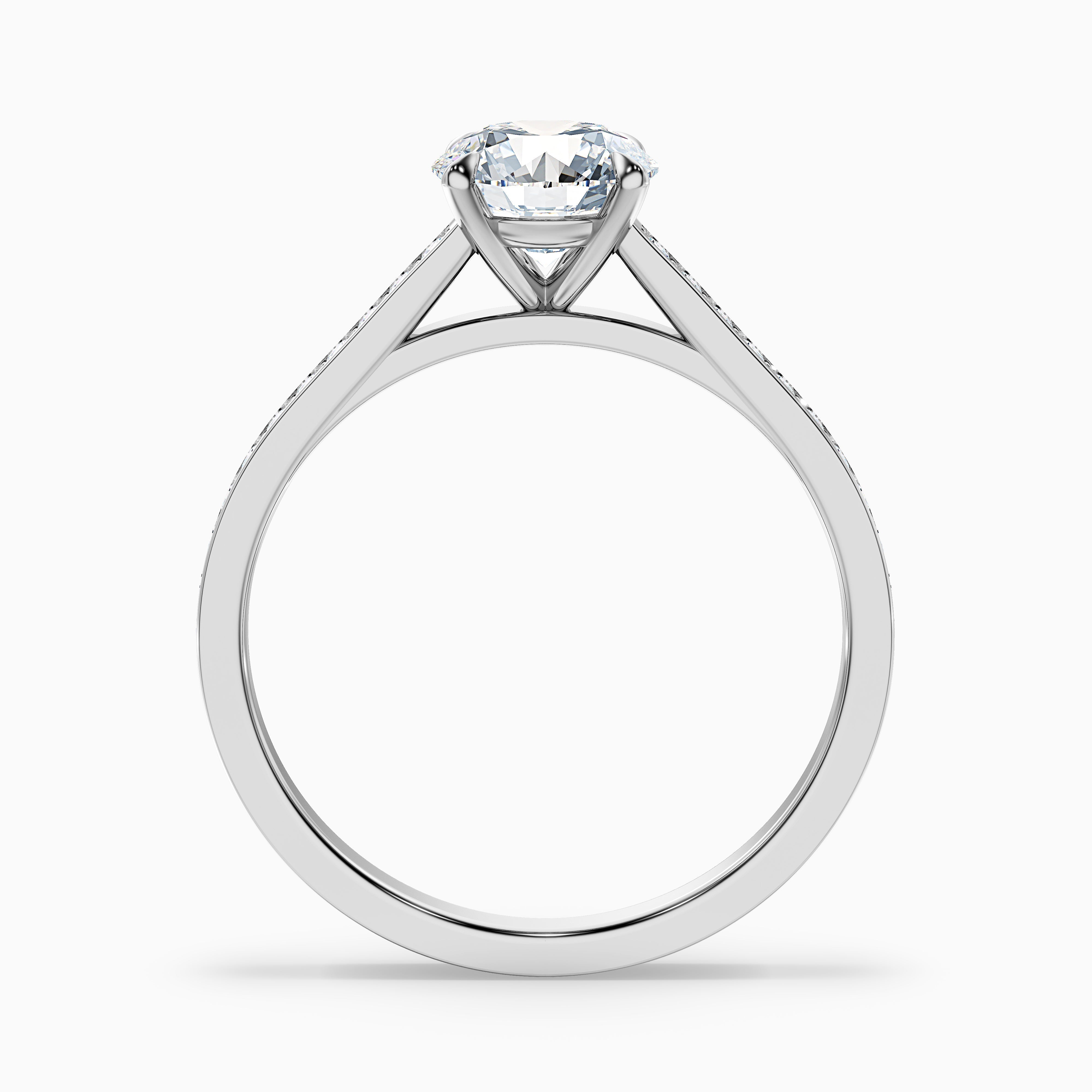 Lisa 3.5 Carat Round Cut Side Stone Pave Moissanite Diamond Ring in Platinum