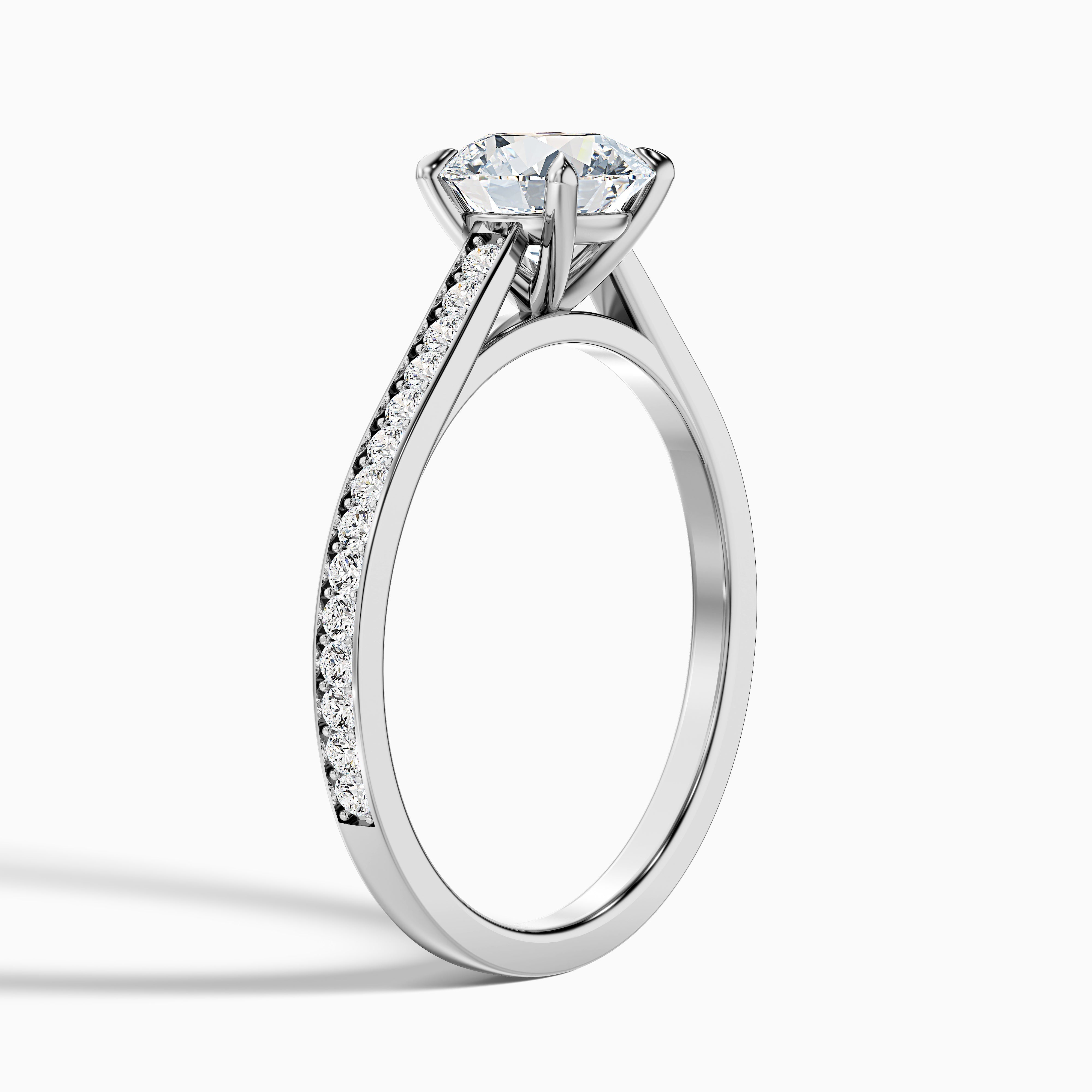 Lisa 3.5 Carat Round Cut Side Stone Pave Moissanite Diamond Ring in Platinum