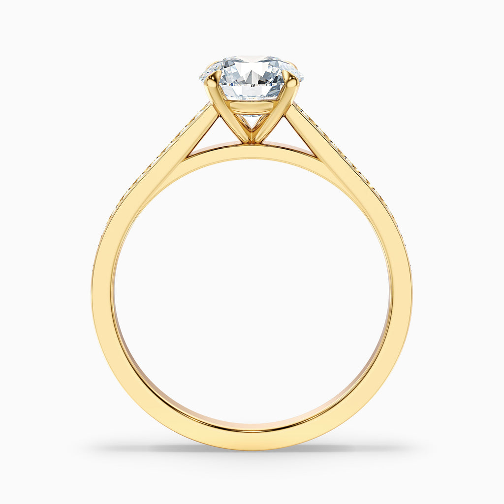 Lisa 2 Carat Round Cut Side Stone Pave Moissanite Diamond Ring in 18k Rose Gold