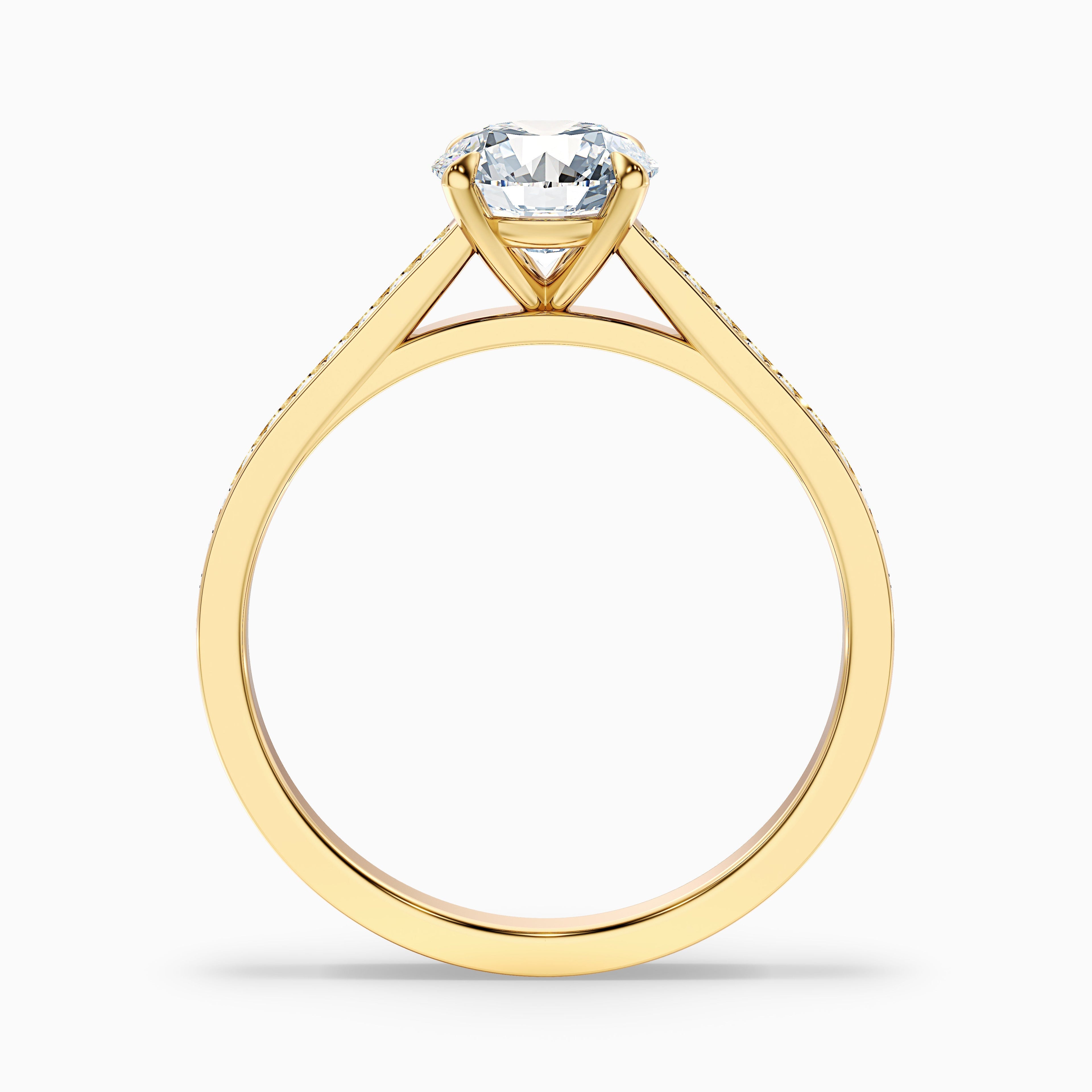 Lisa 4.5 Carat Round Cut Side Stone Pave Moissanite Diamond Ring in 14k White Gold