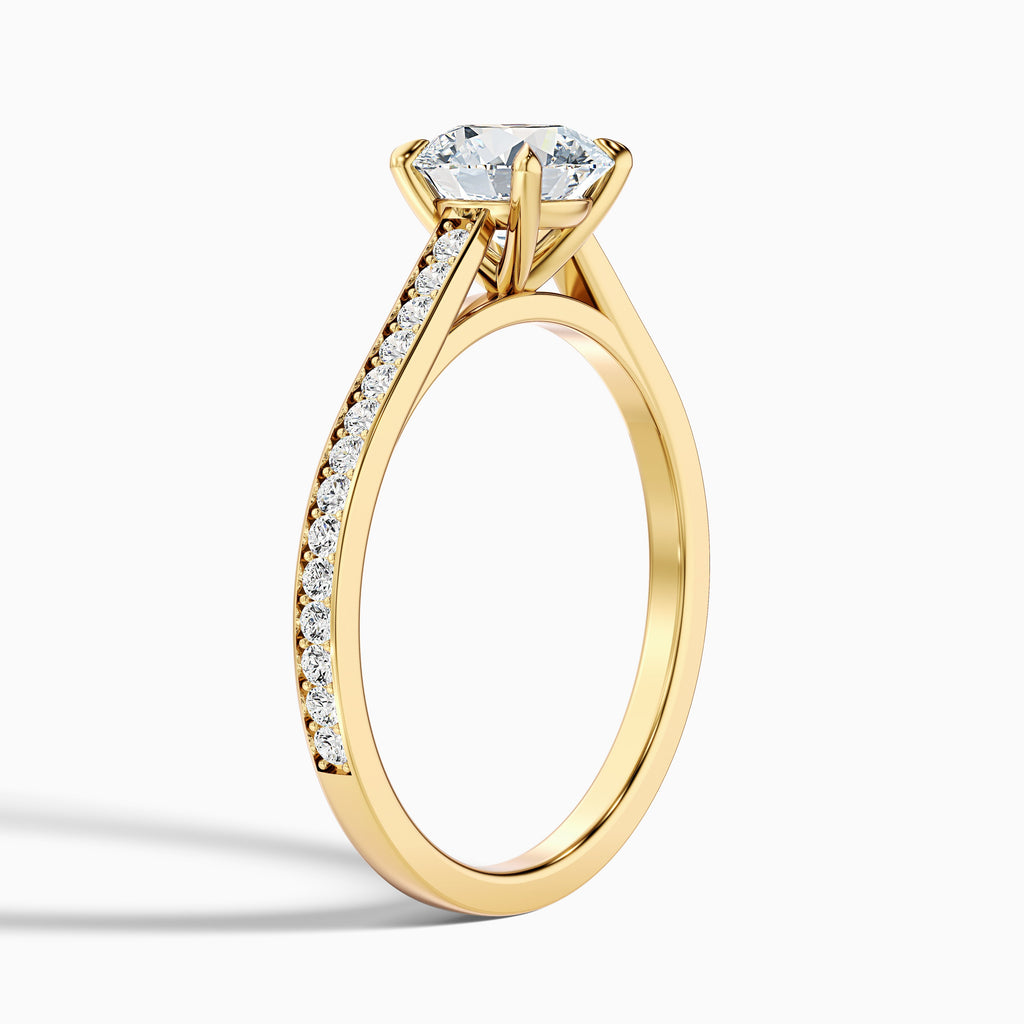 Lisa 1.5 Carat Round Cut Side Stone Pave Moissanite Diamond Ring in 10k Rose Gold