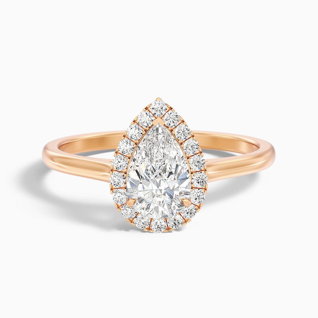 Arya 4 Carat Pear Halo Moissanite Diamond Ring in 14k White Gold