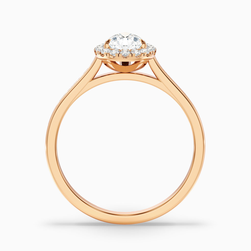 Arya 3.5 Carat Pear Halo Moissanite Diamond Ring in 18k Rose Gold