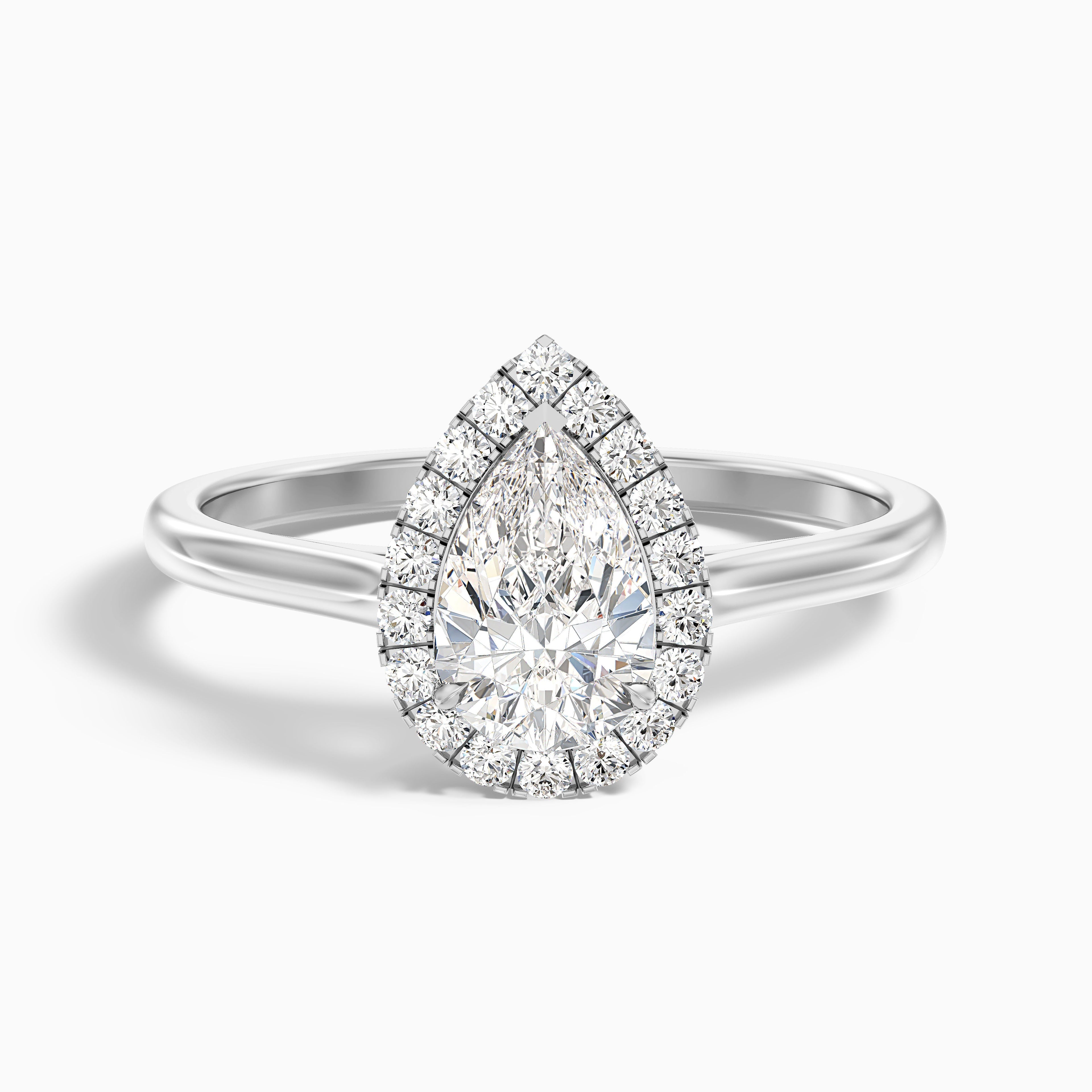 Arya 2.5 Carat Pear Halo Moissanite Diamond Ring in 14k Yellow Gold