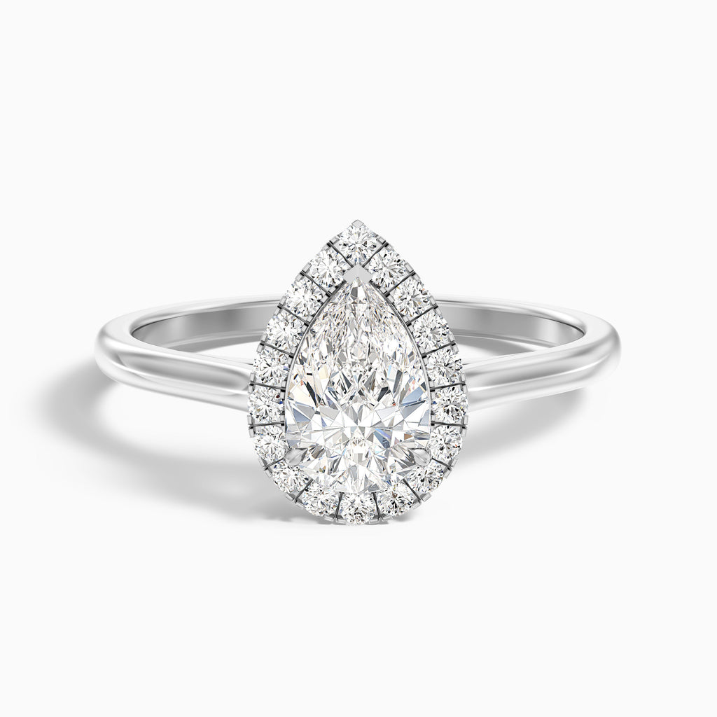 Arya 2 Carat Pear Halo Moissanite Diamond Ring in 18k Yellow Gold