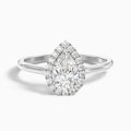 Arya 2.5 Carat Pear Halo Moissanite Diamond Ring in 18k White Gold