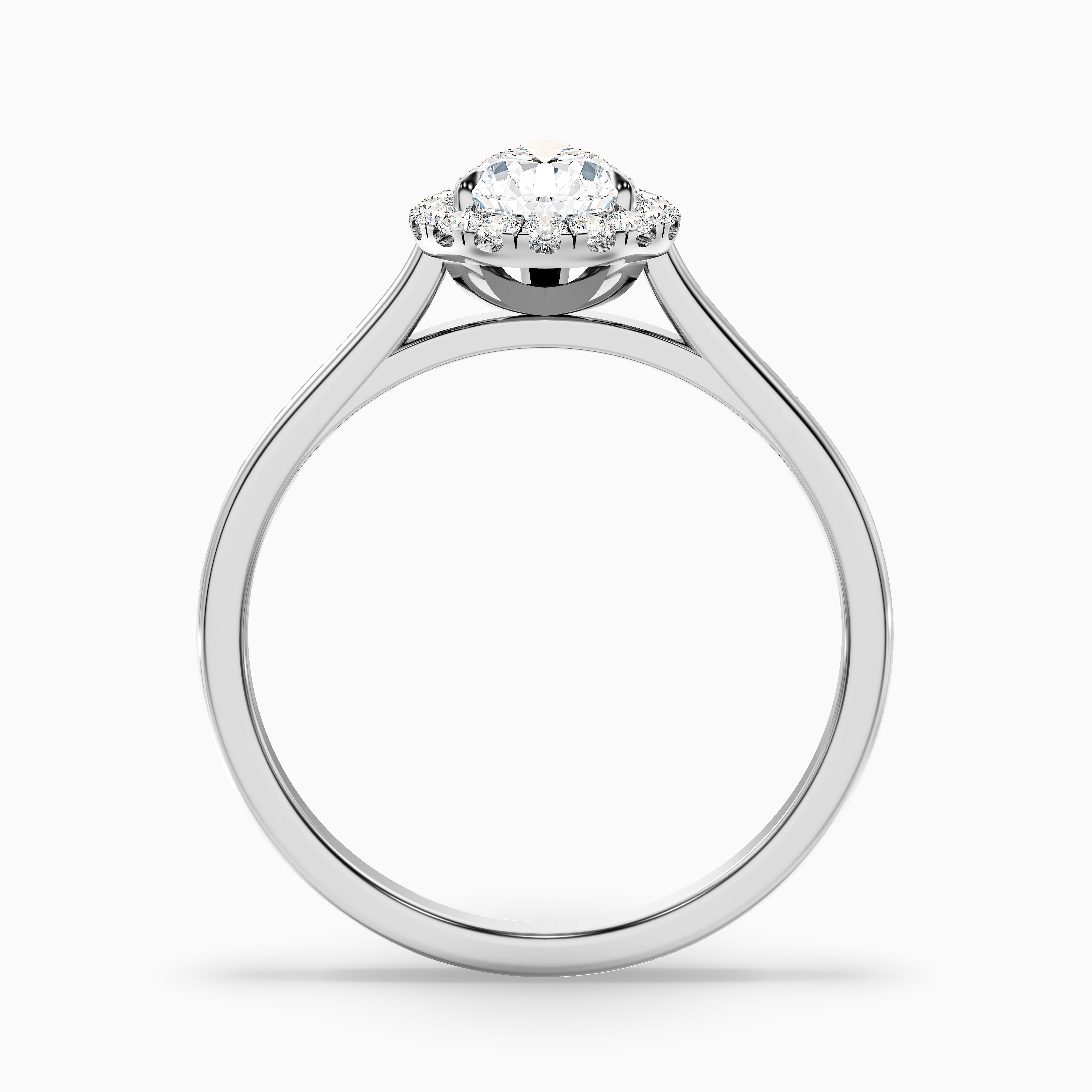 Arya 3 Carat Pear Halo Moissanite Diamond Ring in Platinum