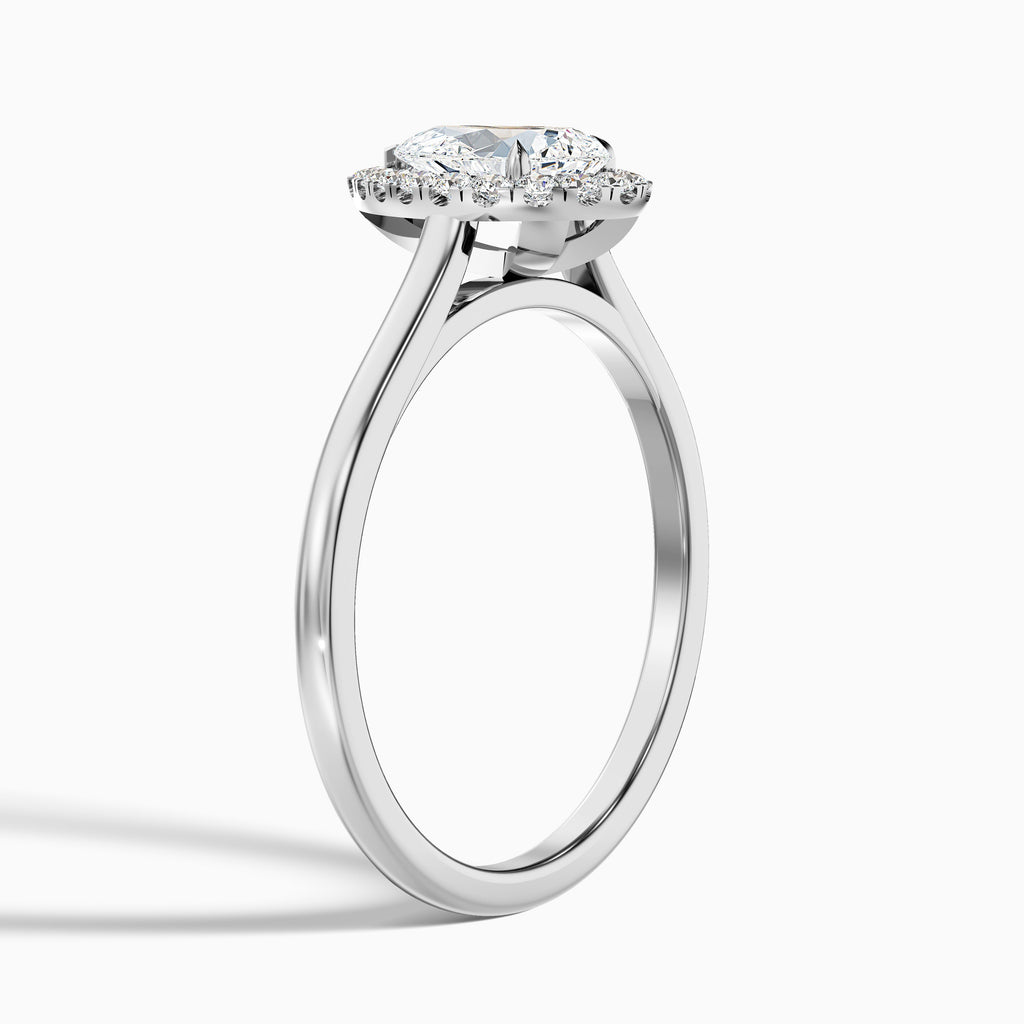 Arya 3.5 Carat Pear Halo Moissanite Diamond Ring in 18k White Gold