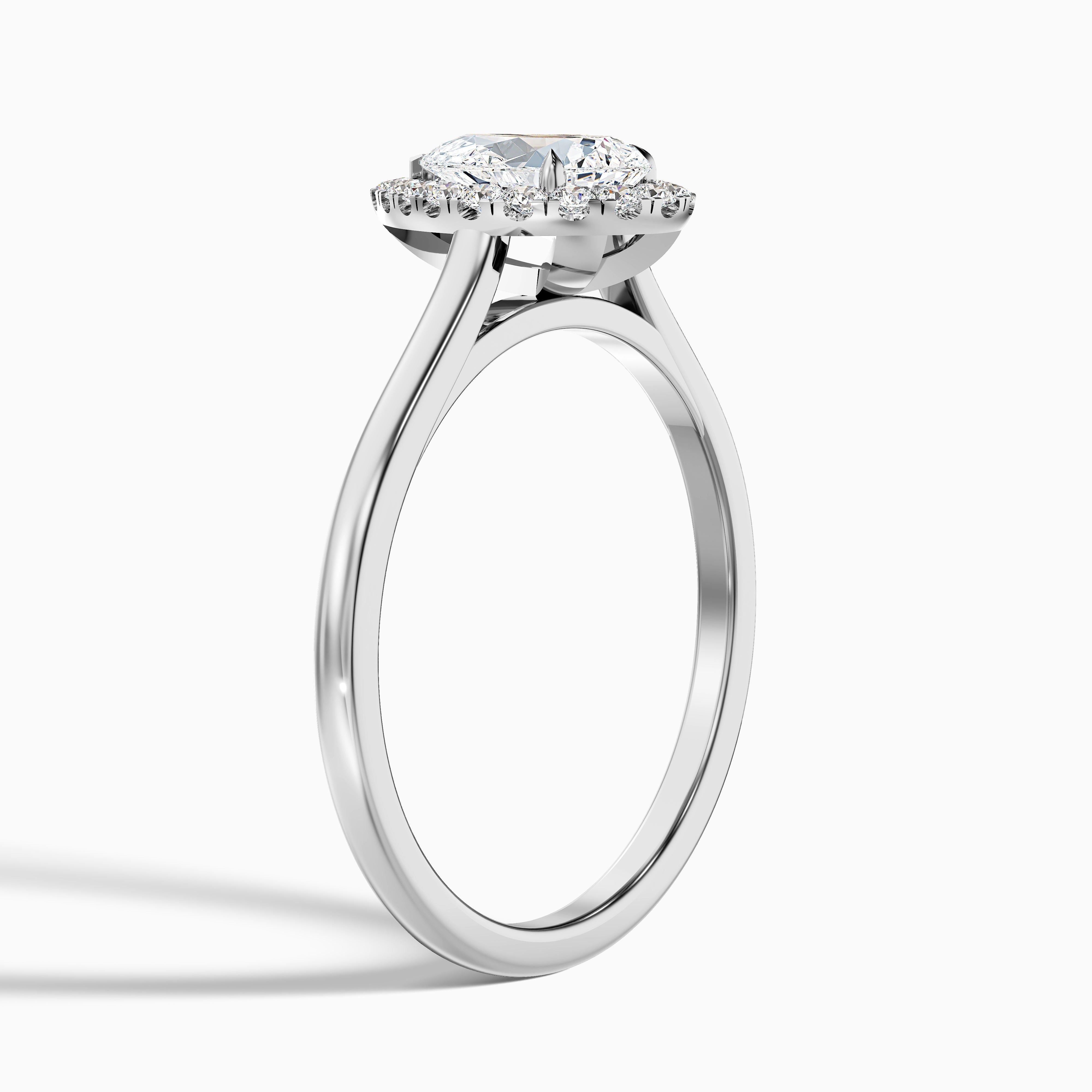 Arya 3.5 Carat Pear Halo Moissanite Diamond Ring in 14k White Gold