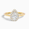 Arya 2.5 Carat Pear Halo Moissanite Diamond Ring in 18k Yellow Gold