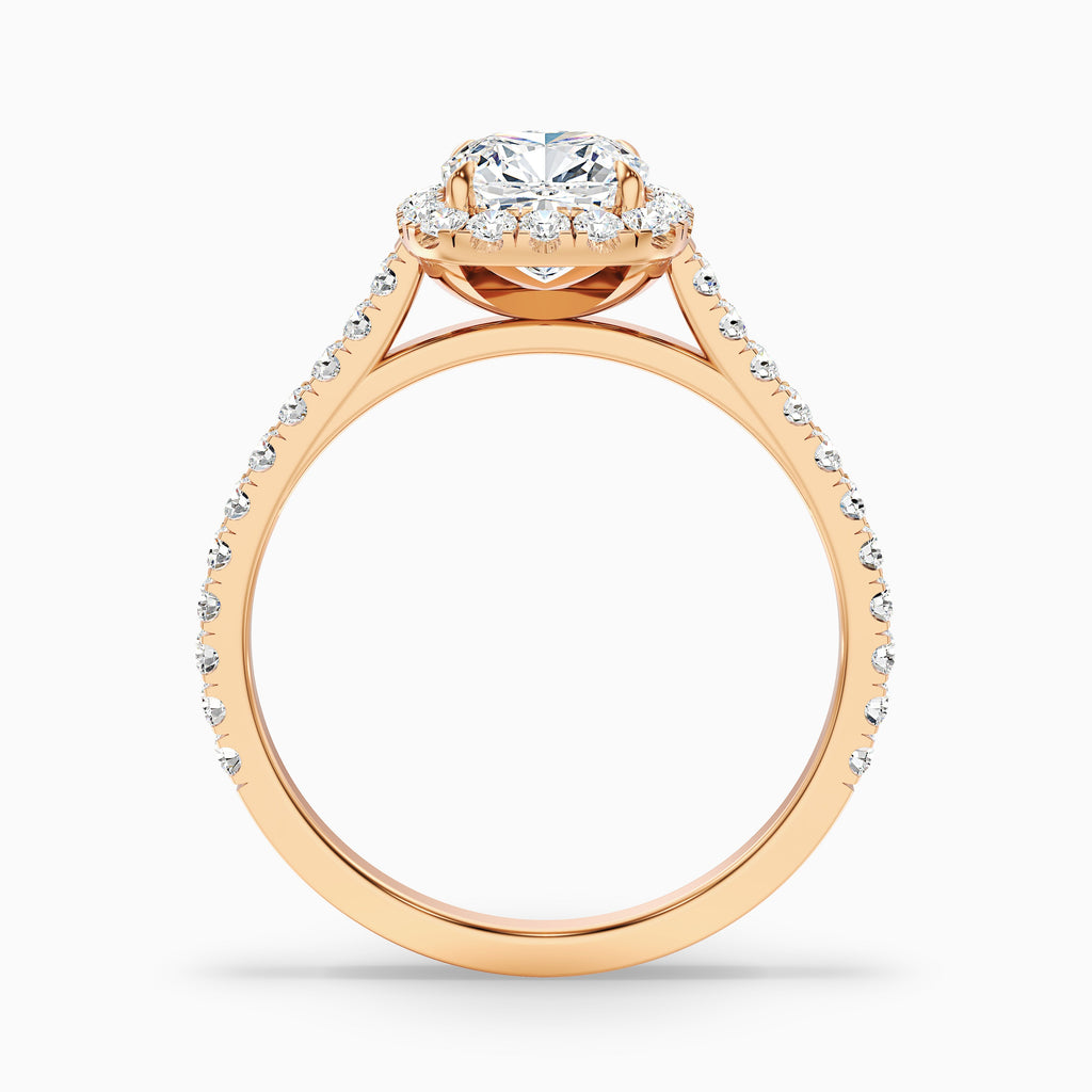 Jini 5 Carat Cushion Cut Halo Pave Moissanite Diamond Ring in Platinum