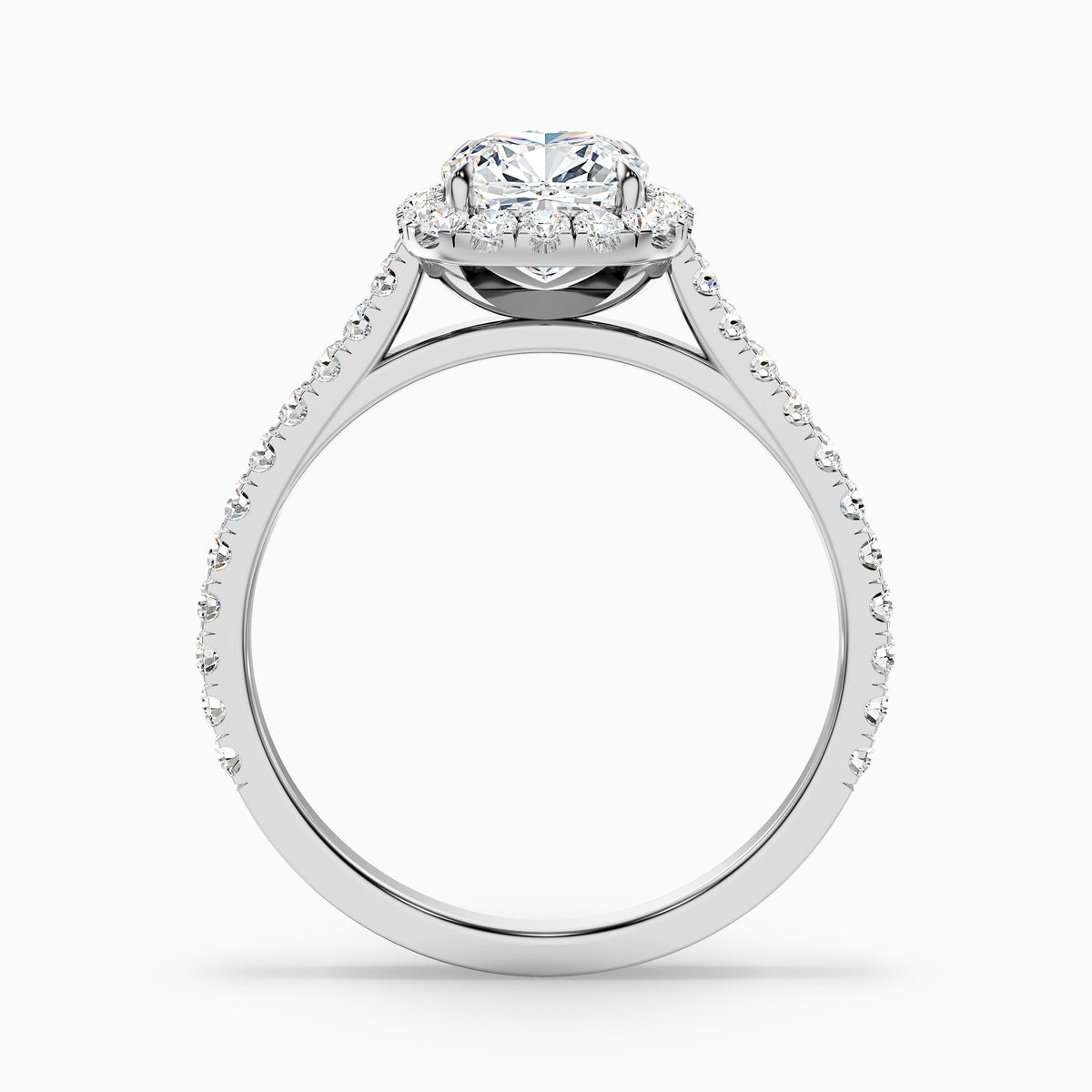 Jini 3 Carat Cushion Cut Halo Pave Moissanite Diamond Ring in 10k Rose Gold