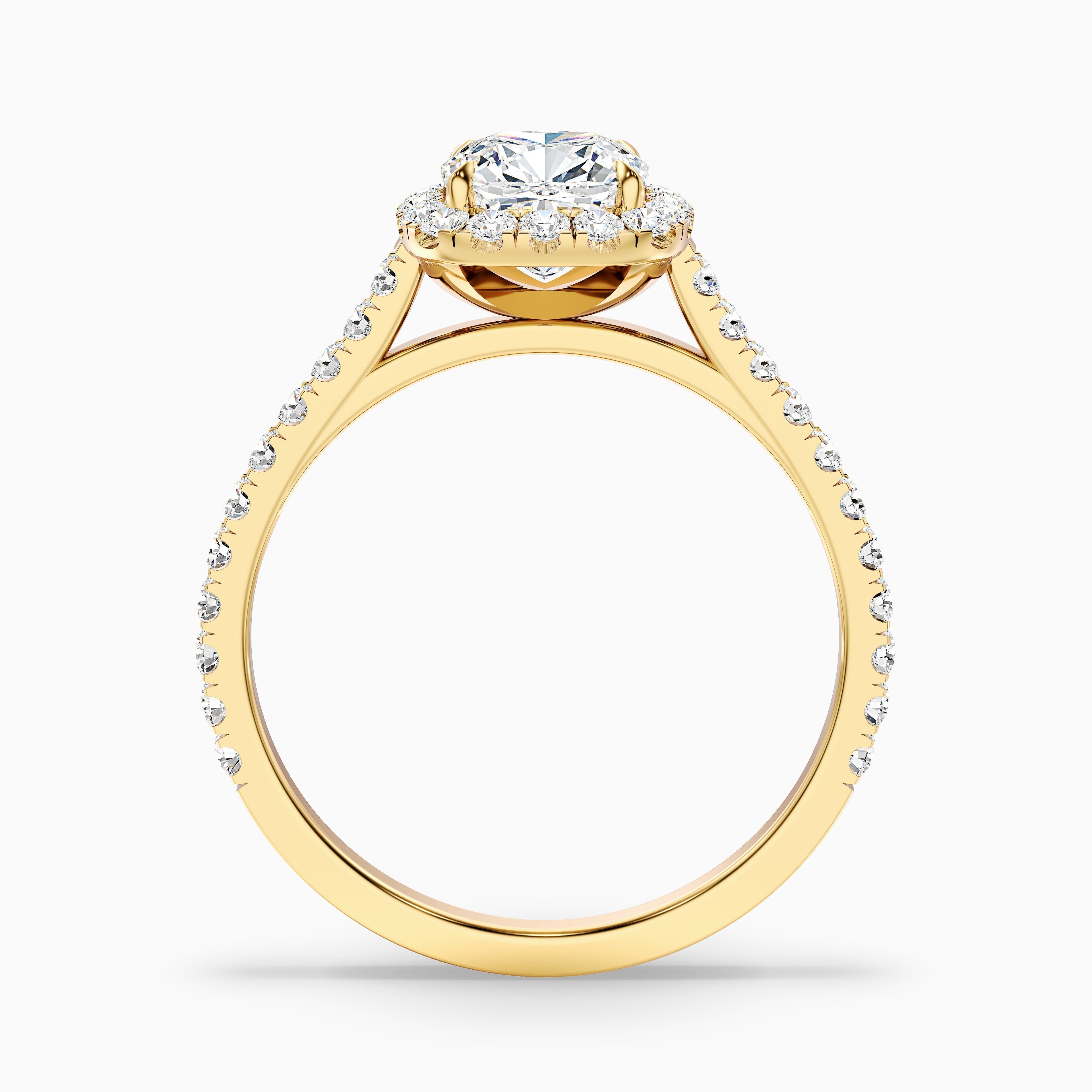 Jini 5.5 Carat Cushion Cut Halo Pave Moissanite Diamond Ring in 18k Rose Gold