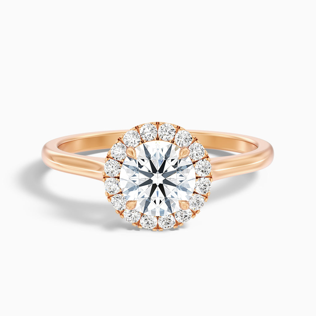 Ember 4 Carat Round Halo Pave Moissanite Diamond Ring in 18k White Gold