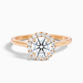 Ember 5 Carat Round Halo Pave Moissanite Diamond Ring in 14k Rose Gold