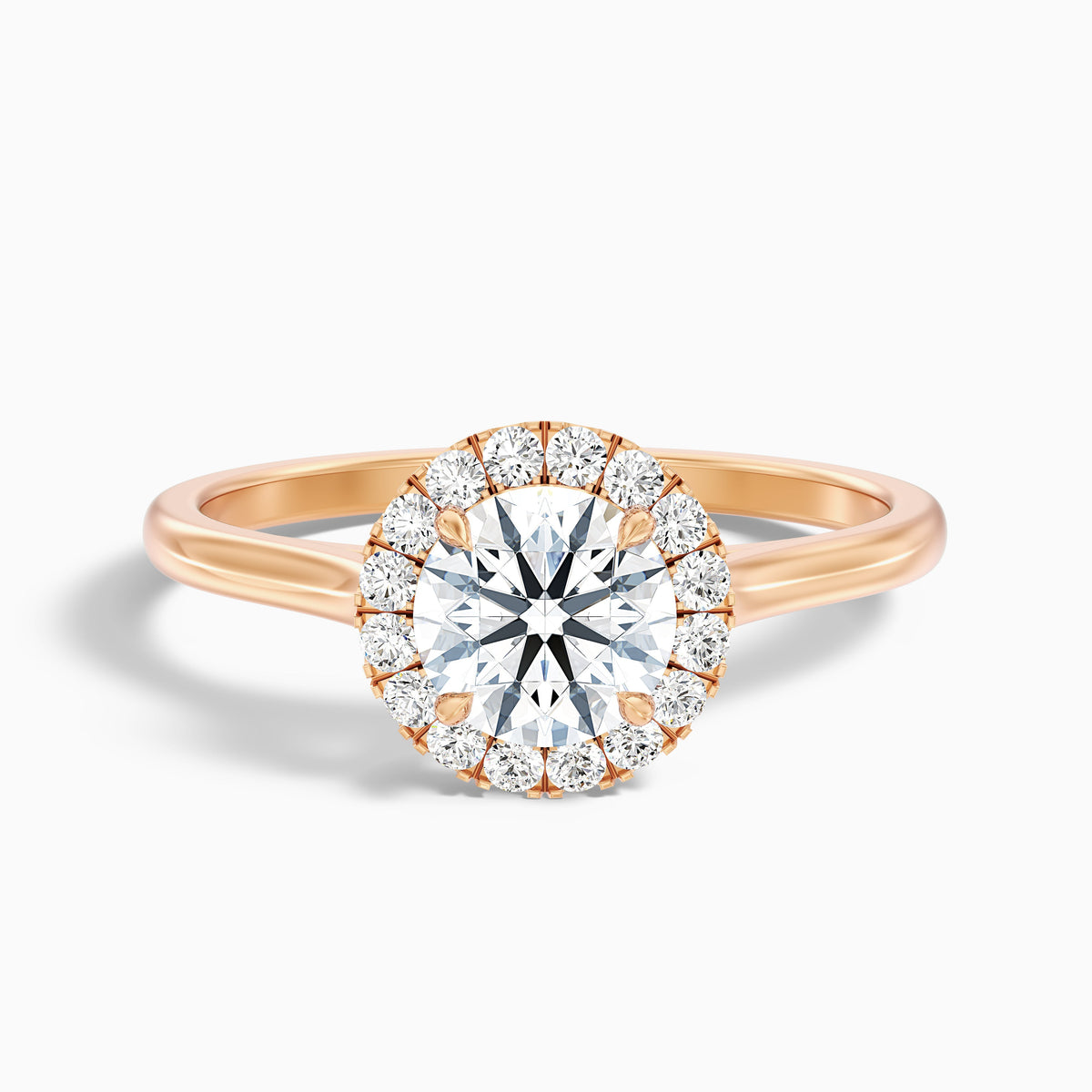 Ember 4 Carat Round Halo Pave Moissanite Diamond Ring in 14k Yellow Gold