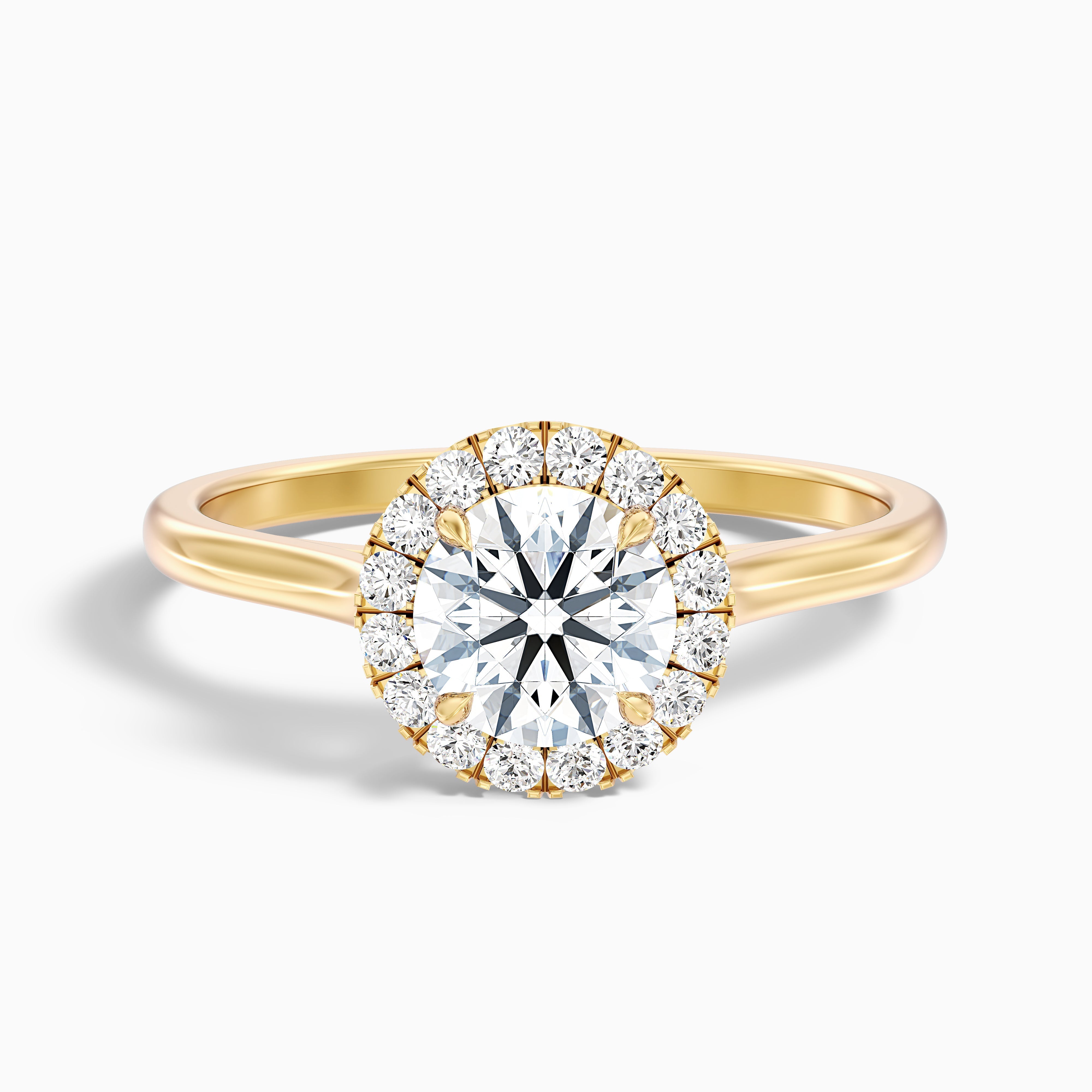 Ember 2.5 Carat Round Halo Pave Moissanite Diamond Ring in 18k White Gold