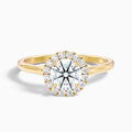 Ember 4.5 Carat Round Halo Pave Moissanite Diamond Ring in 18k Yellow Gold