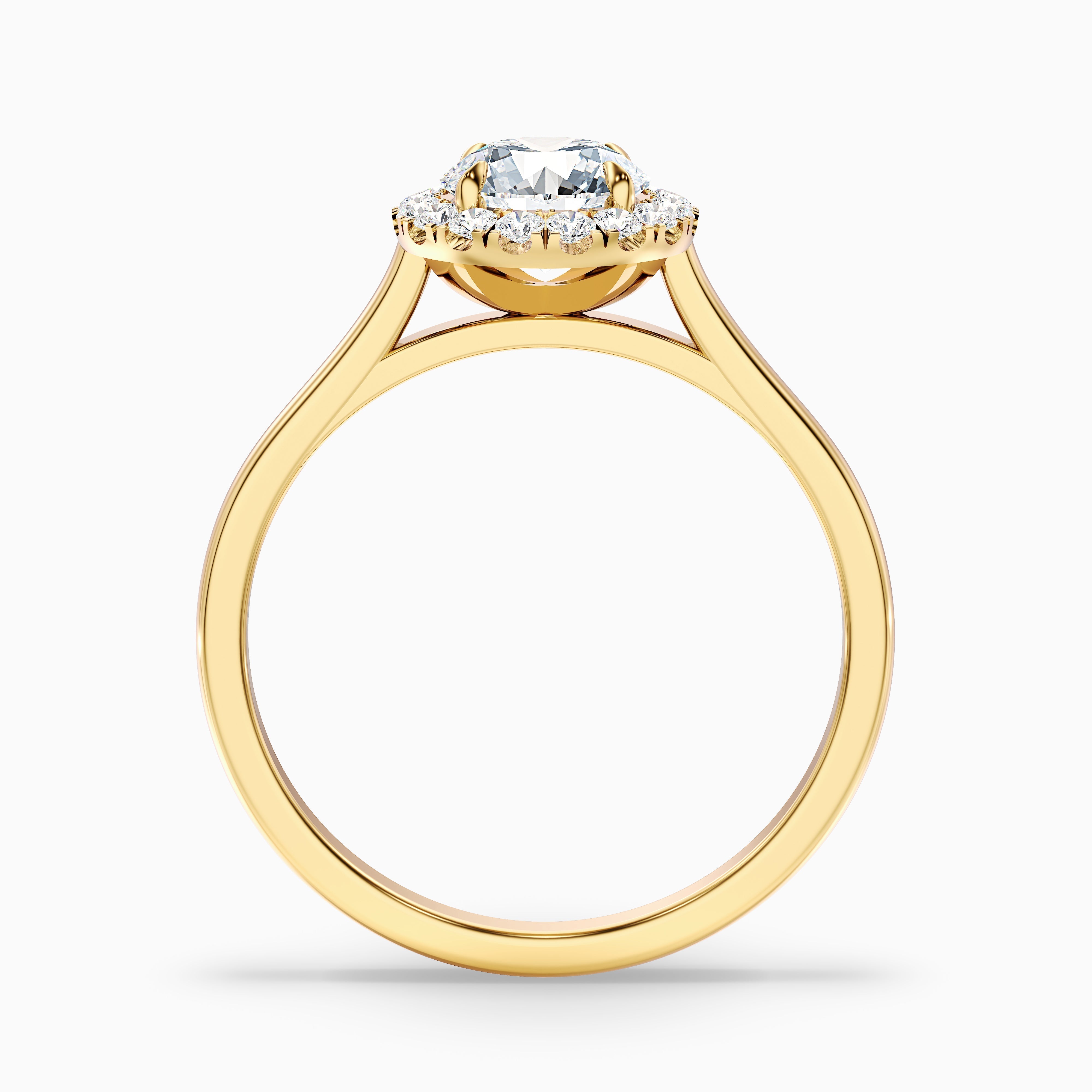 Ember 5 Carat Round Halo Pave Moissanite Diamond Ring in 14k Yellow Gold