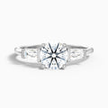 Hope 3.5 Carat Round 3 Stone Moissanite Diamond Ring With Side Baguette Diamonds in Platinum