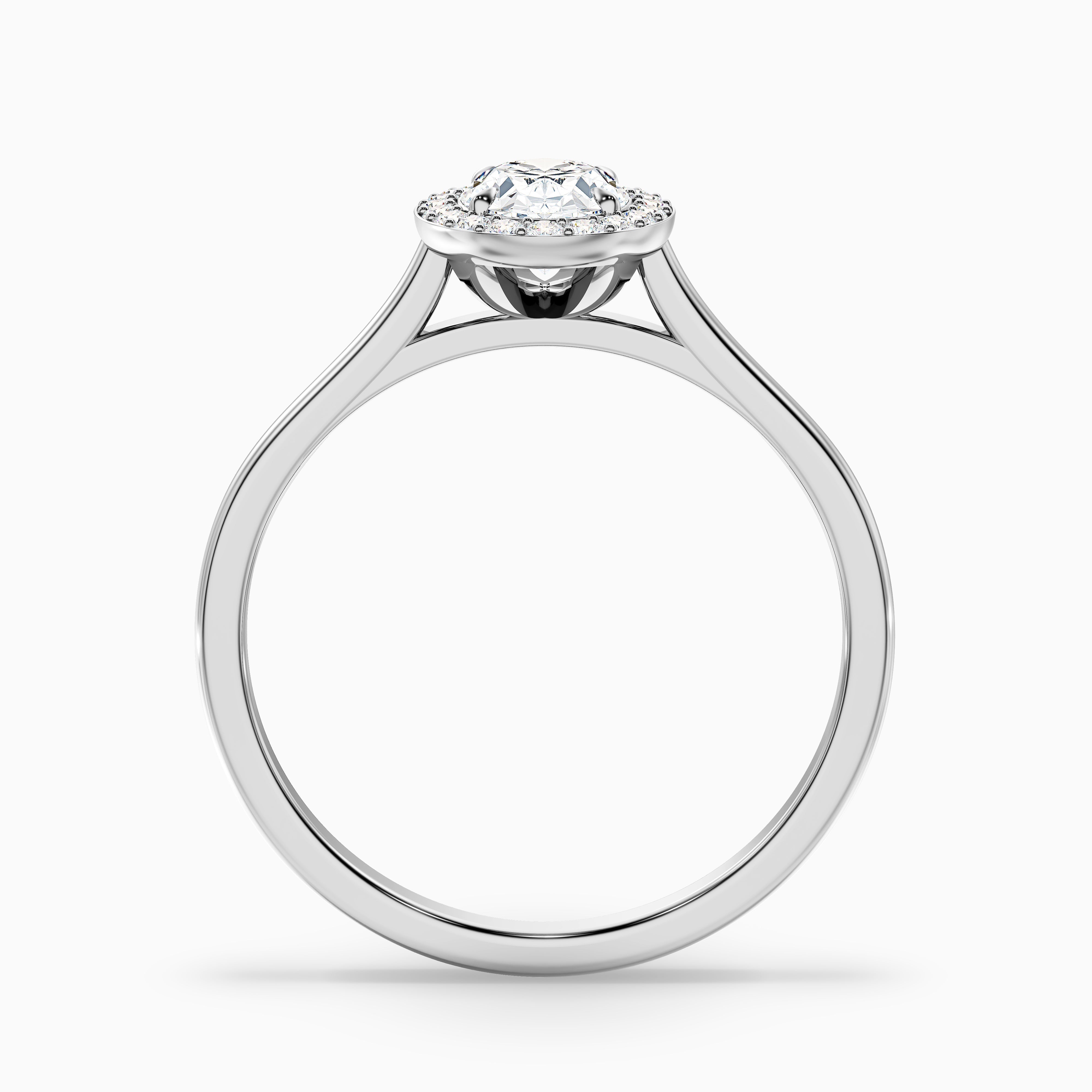 Kyra 4 Carat Oval Cut Halo Moissanite Diamond Ring in 14k White Gold
