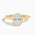 Kyra 3.5 Carat Oval Cut Halo Moissanite Diamond Ring in 18k Yellow Gold