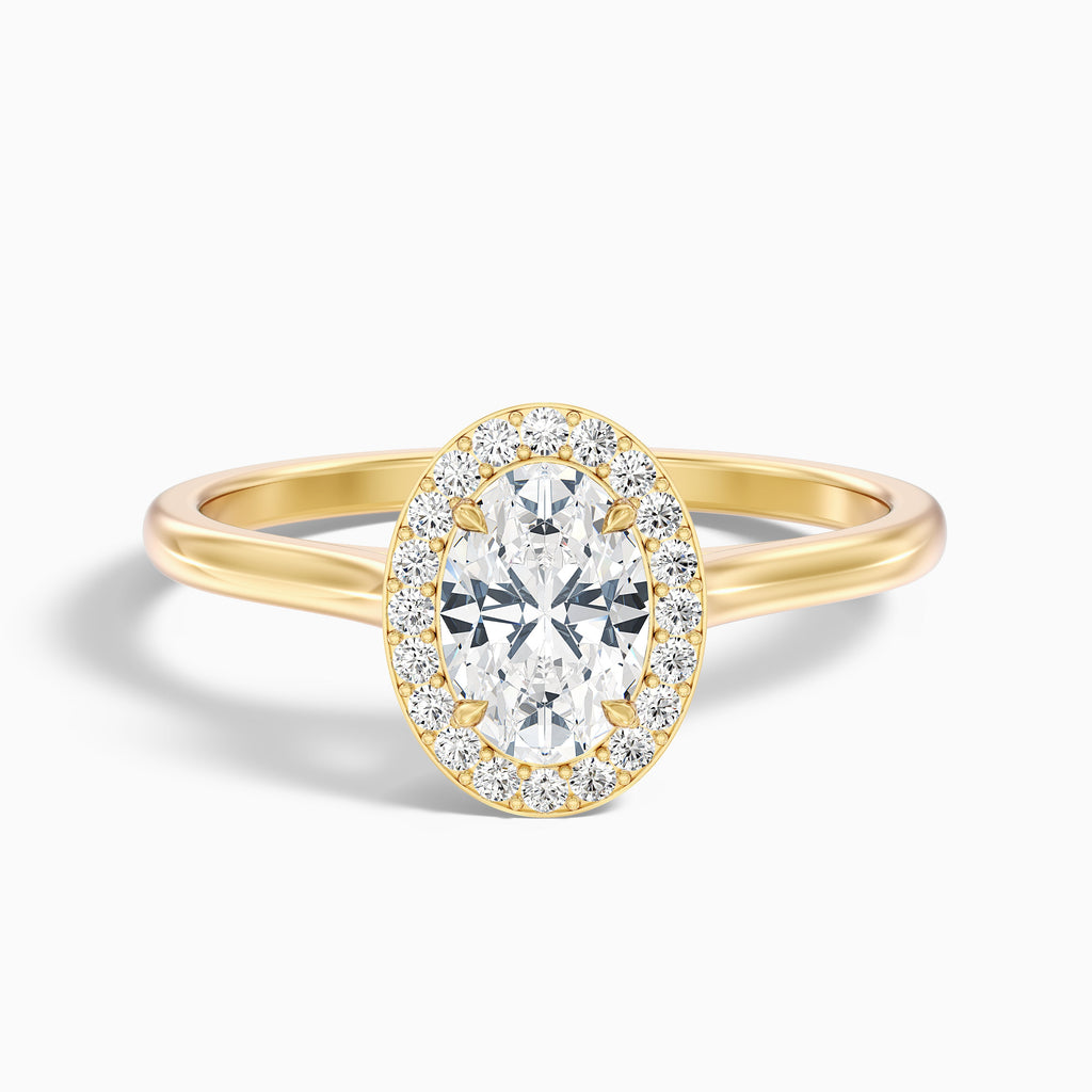 Kyra 3.5 Carat Oval Cut Halo Moissanite Diamond Ring in 14k White Gold