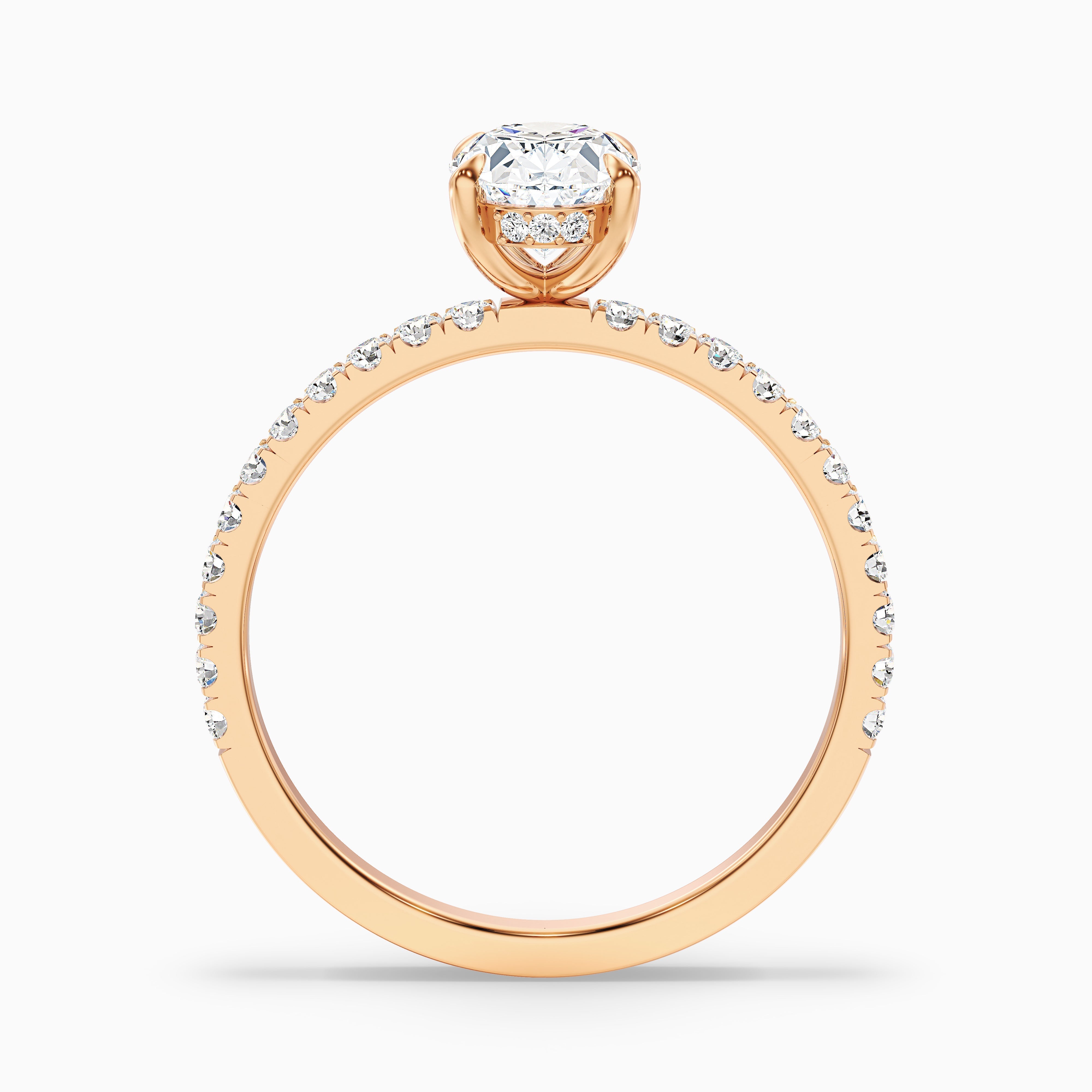 Eliza 4 Carat Oval Hidden Halo Moissanite Diamond Ring in 18k Rose Gold