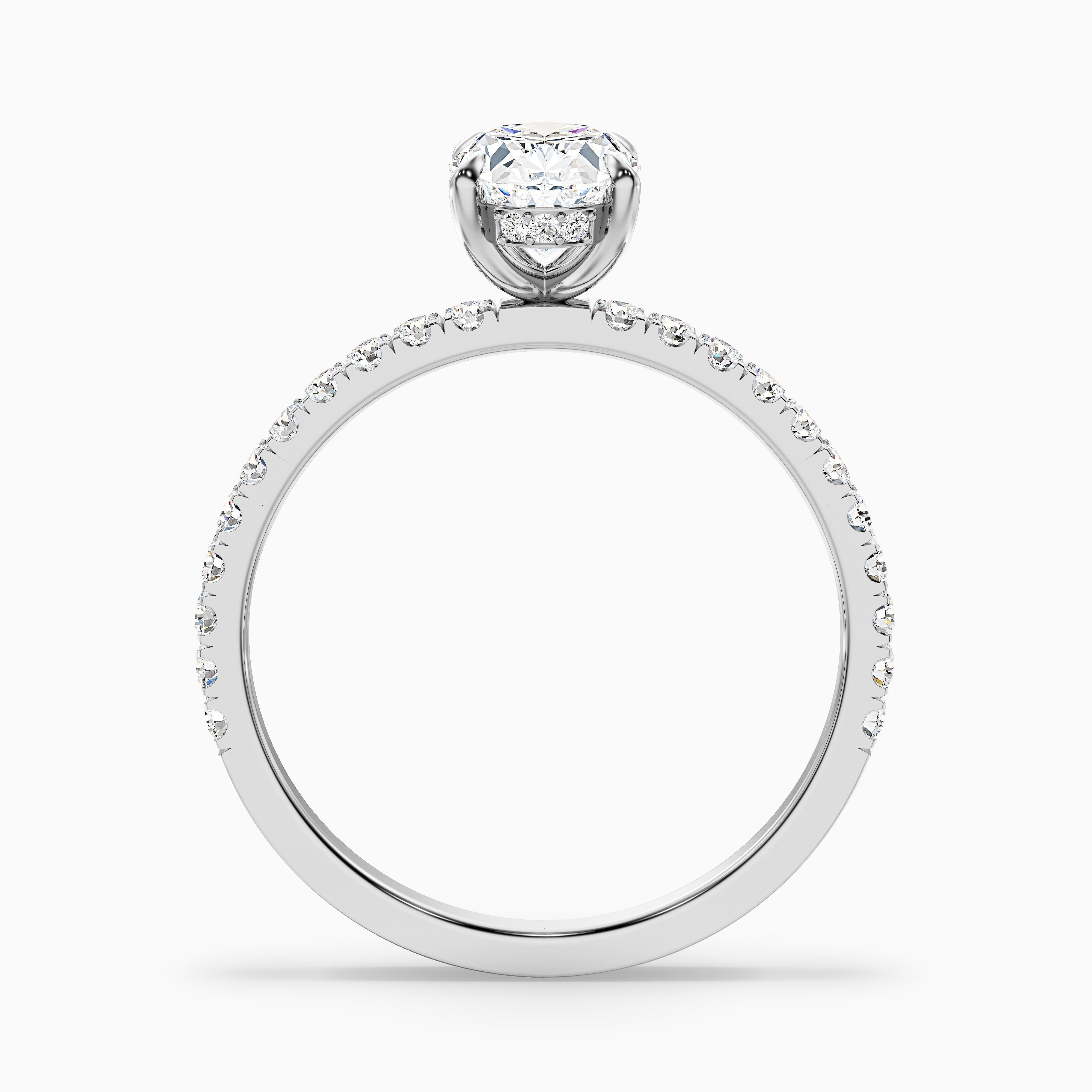 Eliza 5 Carat Oval Hidden Halo Moissanite Diamond Ring in 14k White Gold