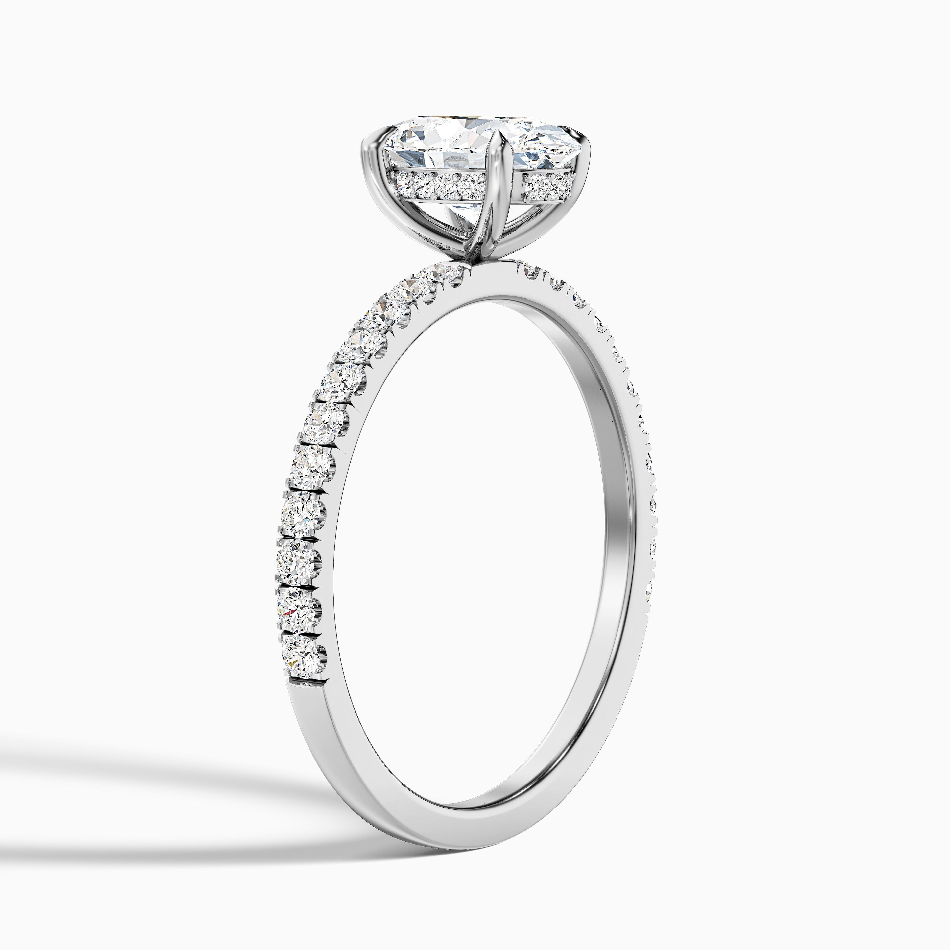 Eliza 3.5 Carat Oval Hidden Halo Moissanite Diamond Ring in Platinum