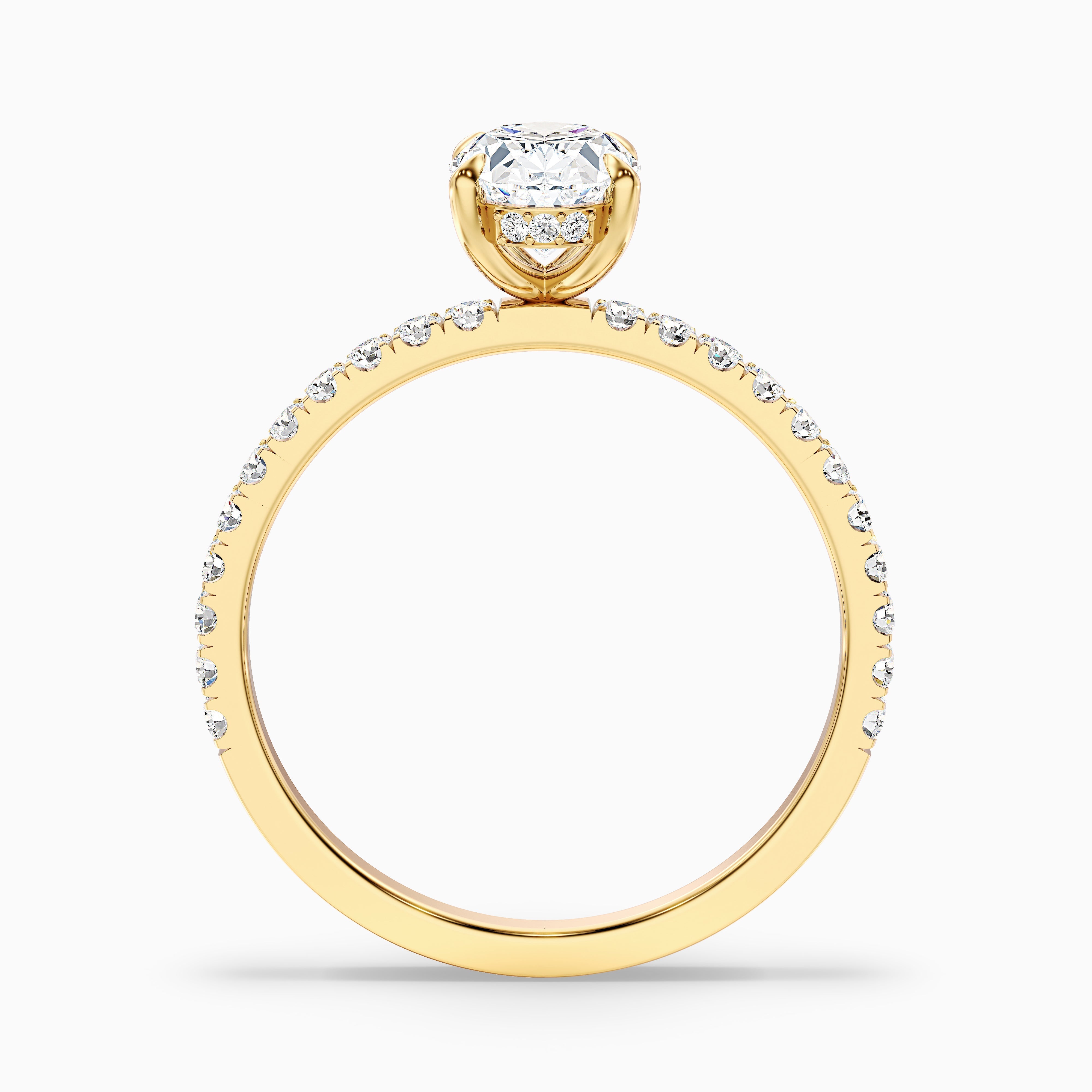 Eliza 5 Carat Oval Hidden Halo Moissanite Diamond Ring in 14k Yellow Gold