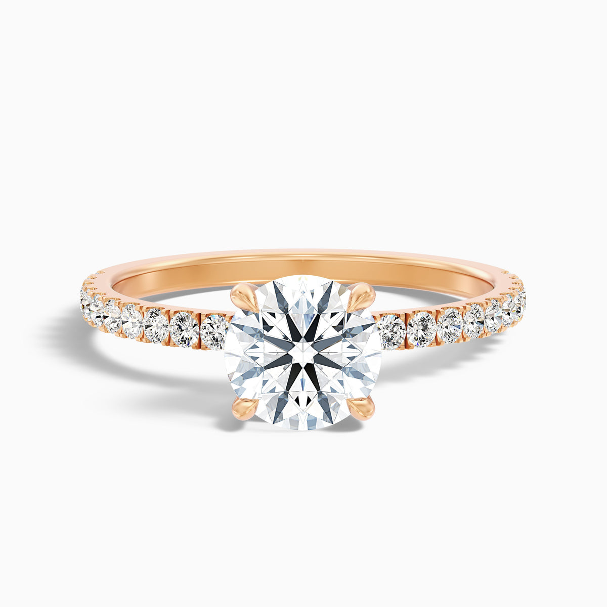 Nora 5 Carat Round Hidden Halo Pave Moissanite Diamond Ring in 14k White Gold