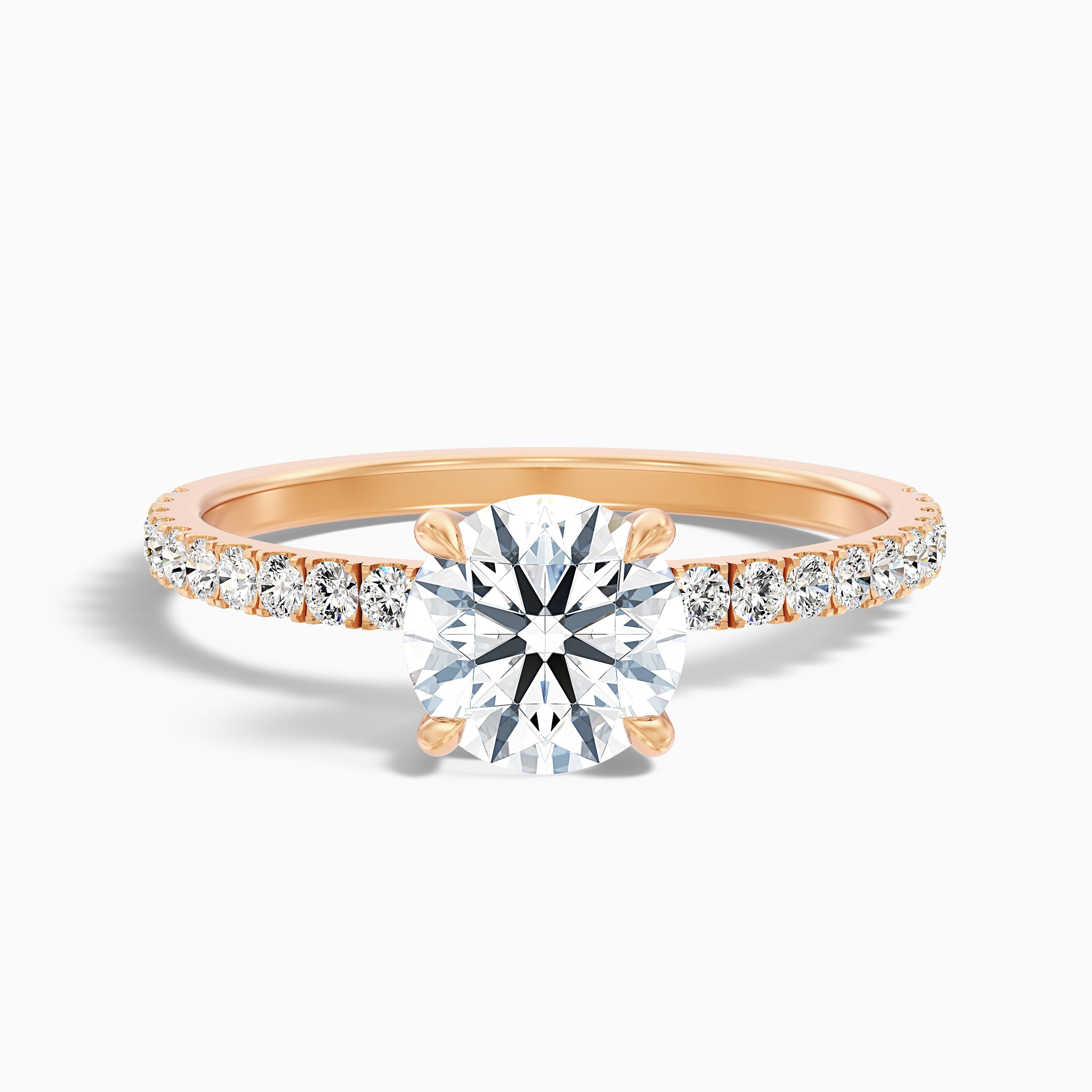 Nora 4.5 Carat Round Hidden Halo Pave Moissanite Diamond Ring in 14k White Gold