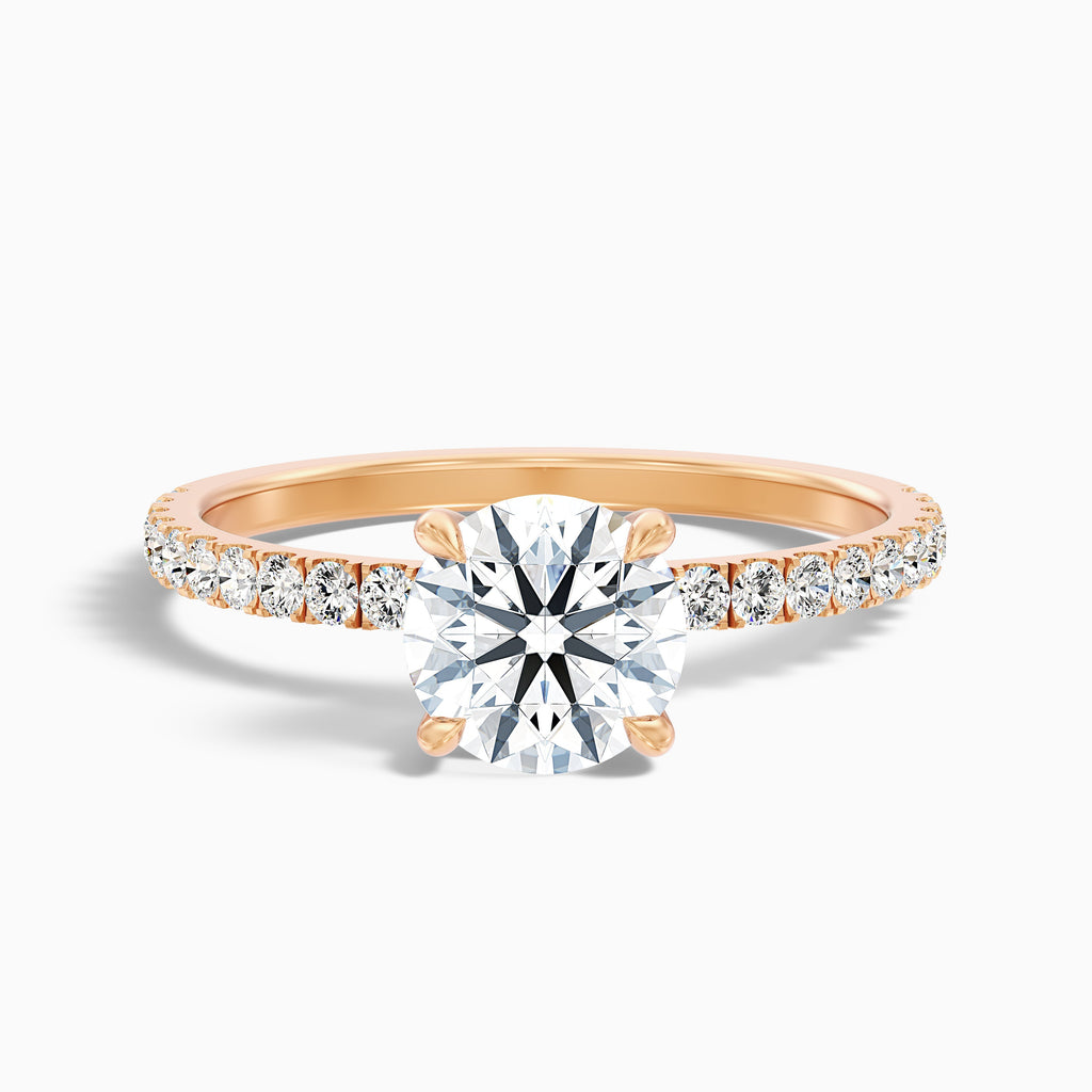 Nora 1 Carat Round Hidden Halo Pave Moissanite Diamond Ring in 18k White Gold
