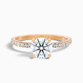 Nora 4.5 Carat Round Hidden Halo Pave Moissanite Diamond Ring in 18k Rose Gold